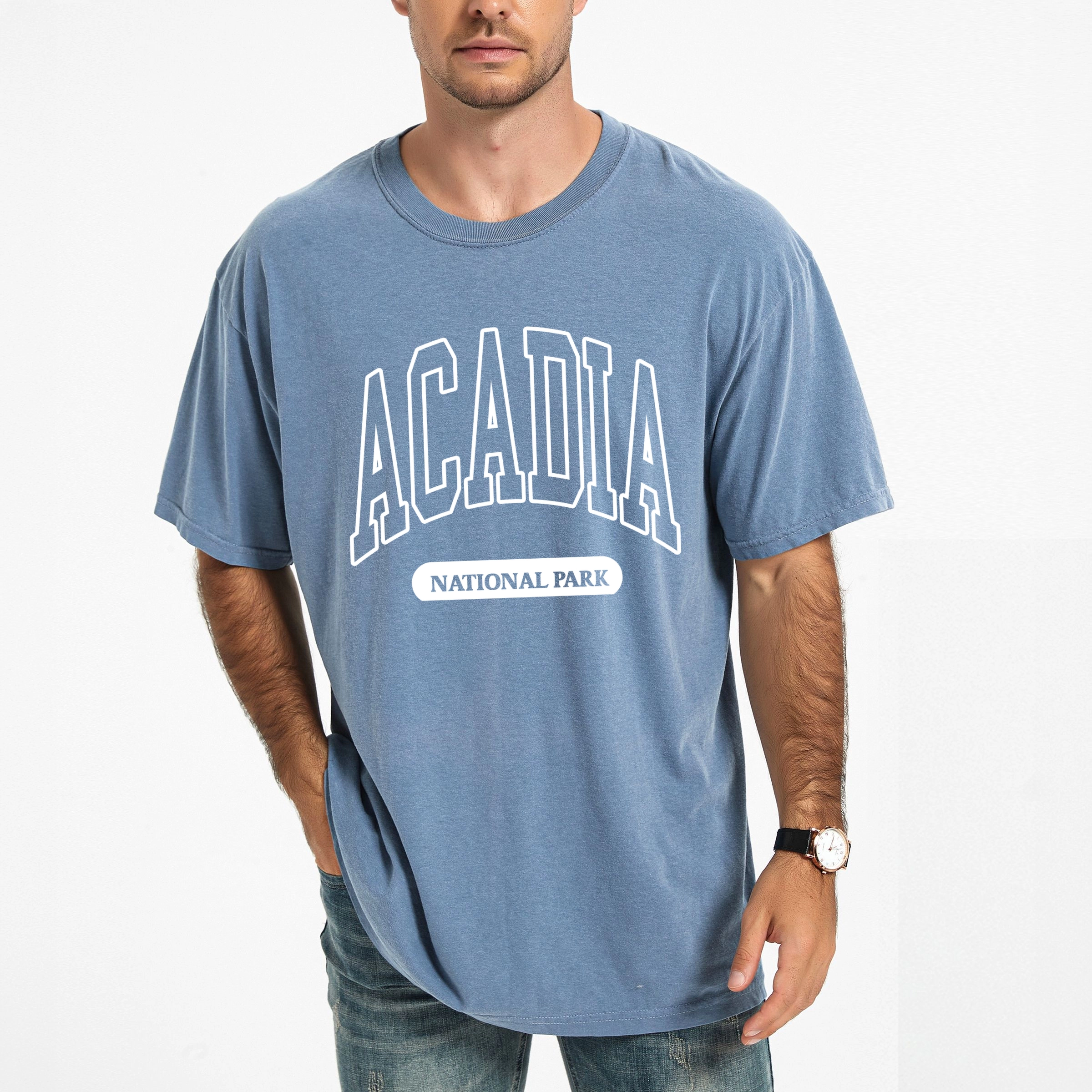 Simply Sage Market - Acadia National Park Varsity Men's Garment Dyed Graphic T-Shirt