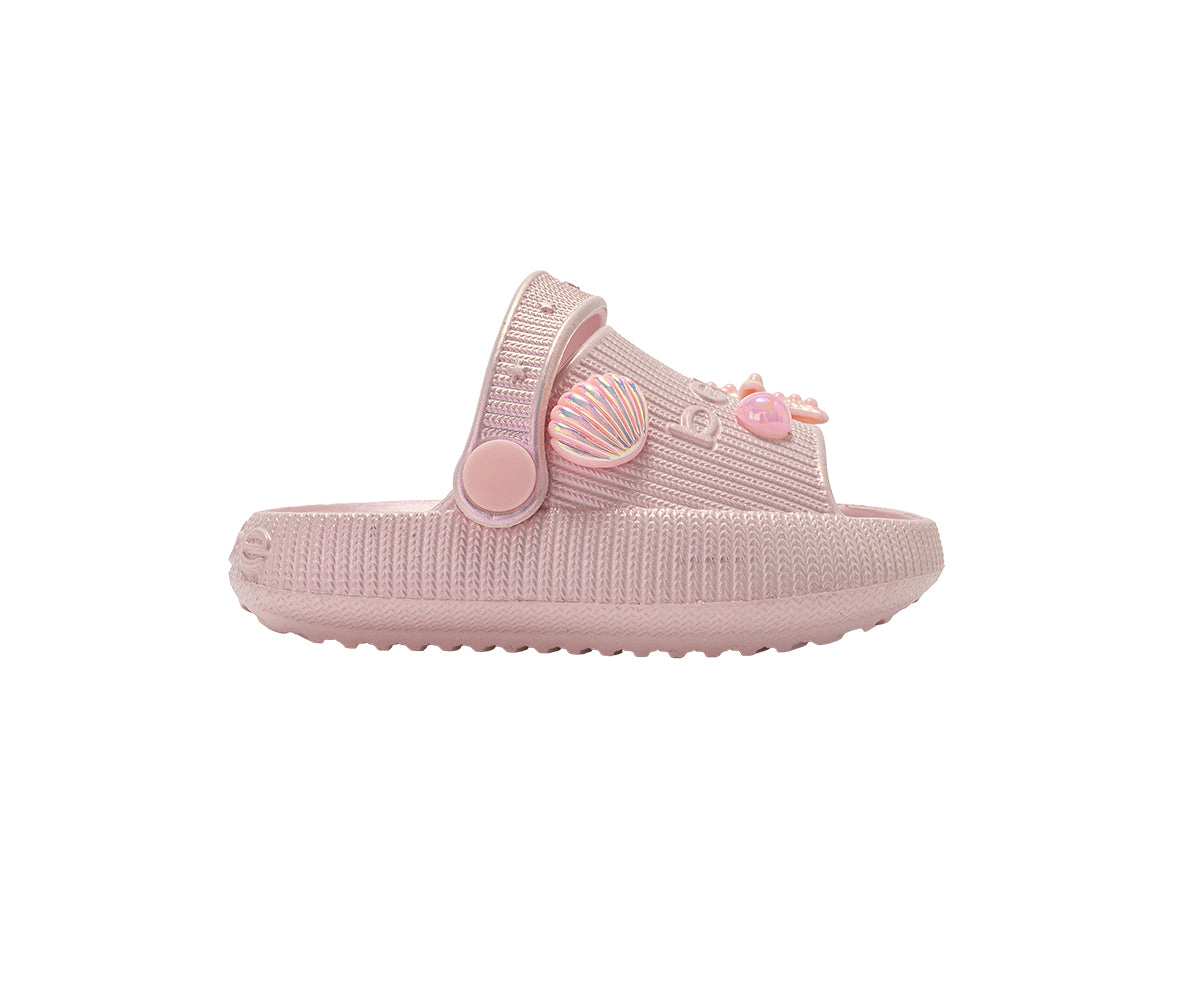 bebe Toddler Girl's Platform EVA Slide Sandals with Iridescent Sea Life Charms