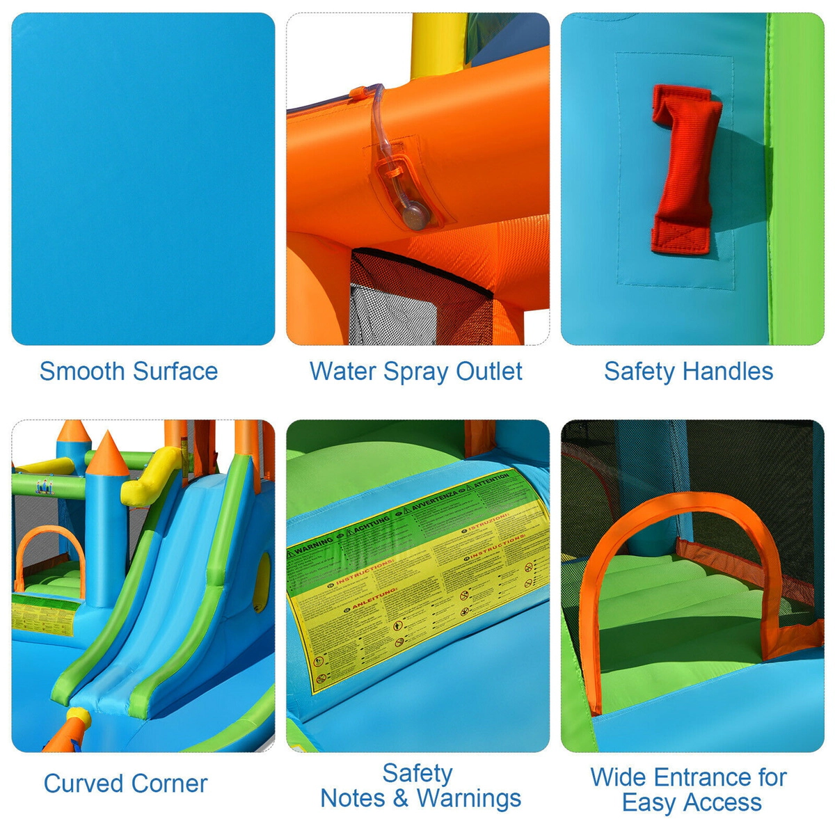 SUGIFT 19.5-ft Inflatable Water Slide Bounce House with Splash Pool Ball Pit and 735W Blower for Yard
