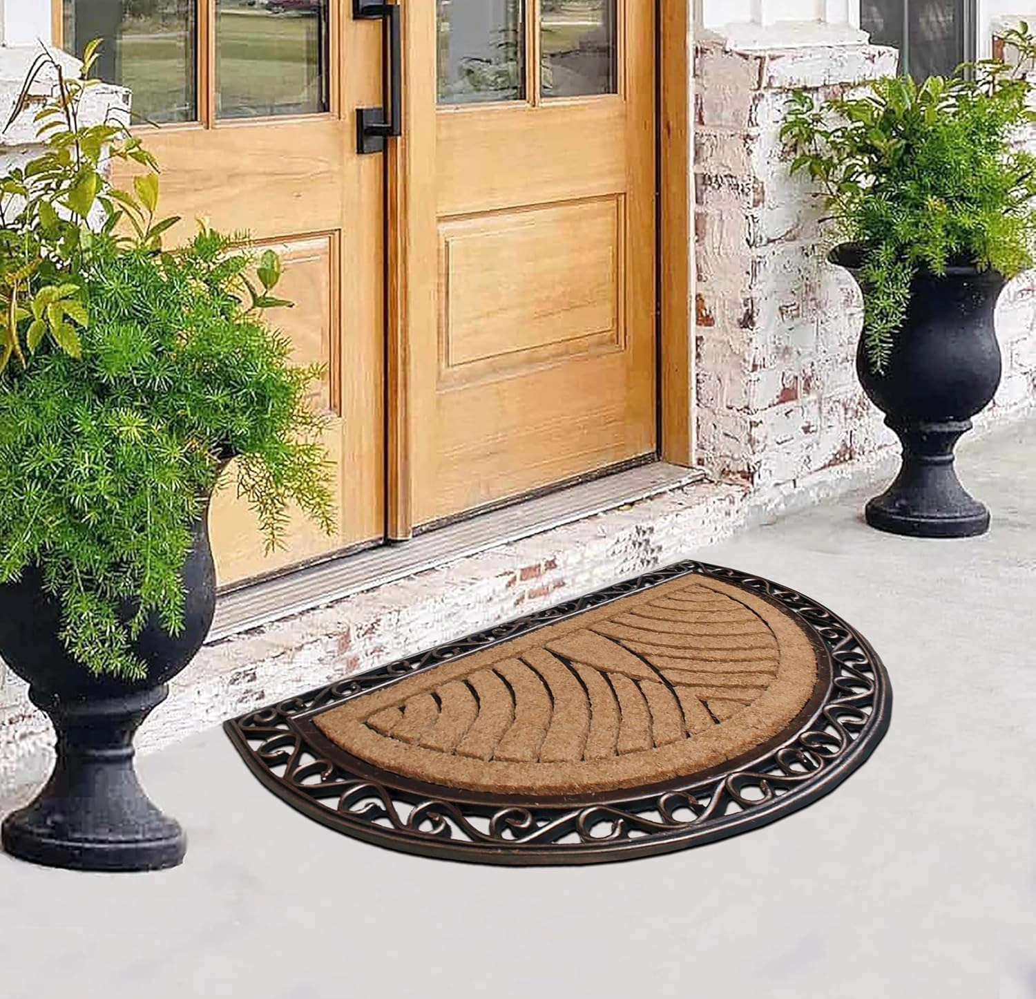 A1HC Coir and Rubber Door Mat 30x48 Inches Anti-Shed Fade-Resistant Heavy Duty Half Round Bronze