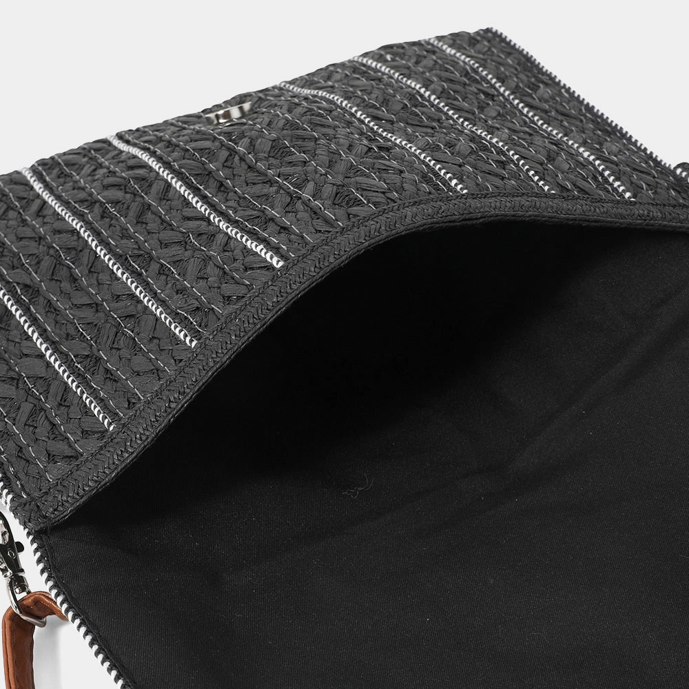 FASHNZFAB Stitch Detailed Straw Clutch Bag / Crossbody Bag