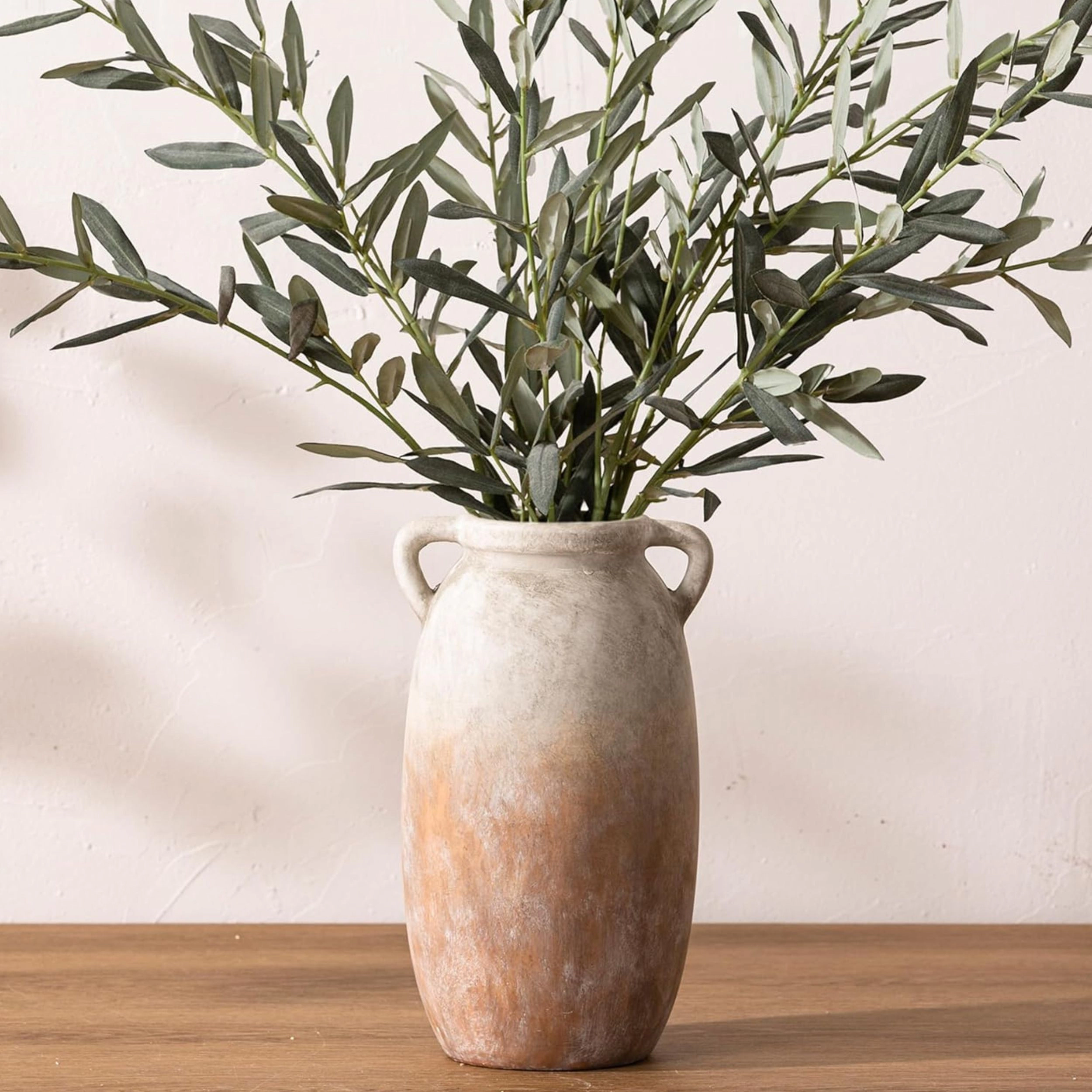 Stock Preferred 12 Inch Rustic Ceramic Flower Vase Farmhouse Tall Terracotta Home Decor
