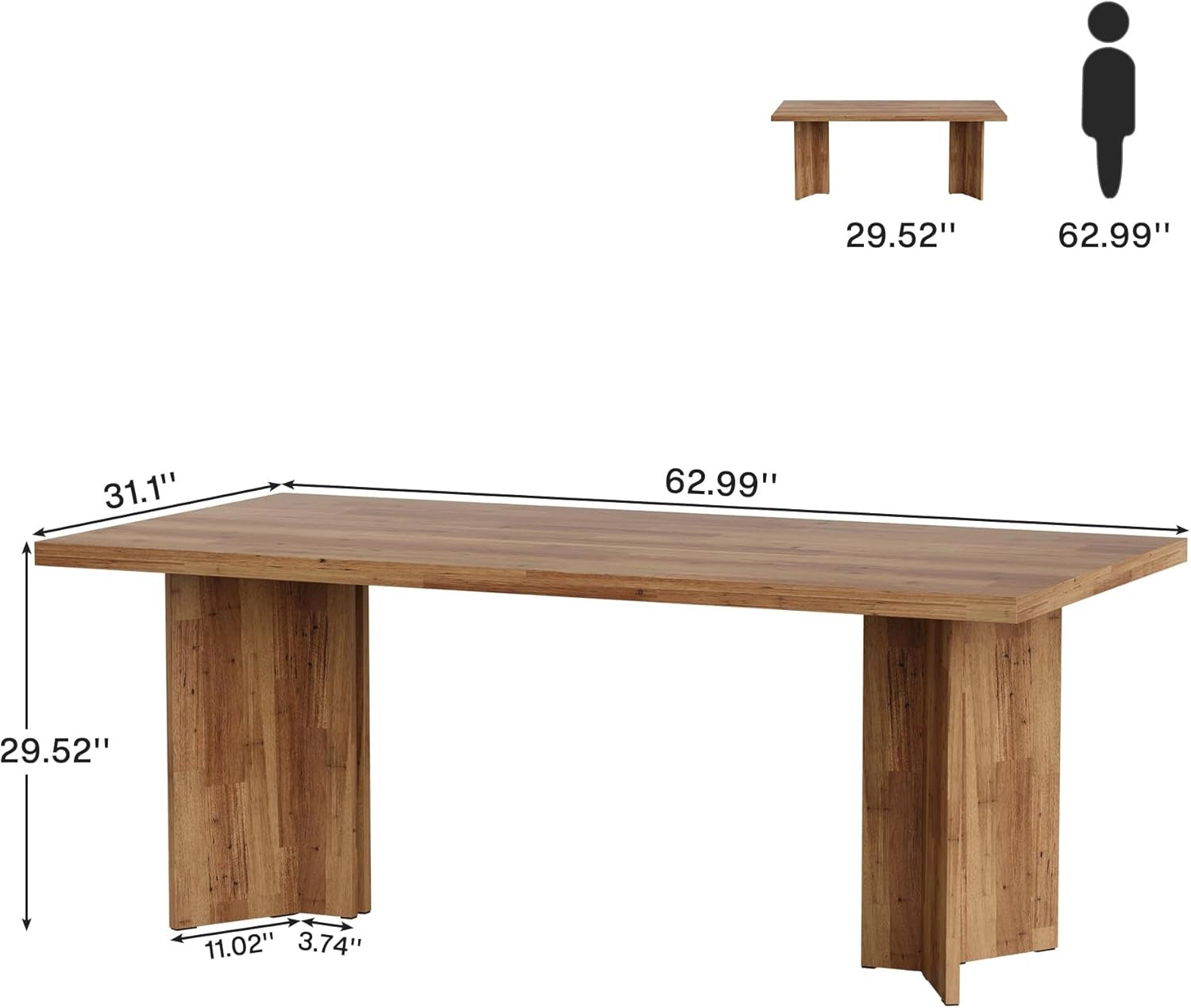 Tribesigns 63" Wood Executive Desk, Farmhouse Computer Desk with Large Tabletop