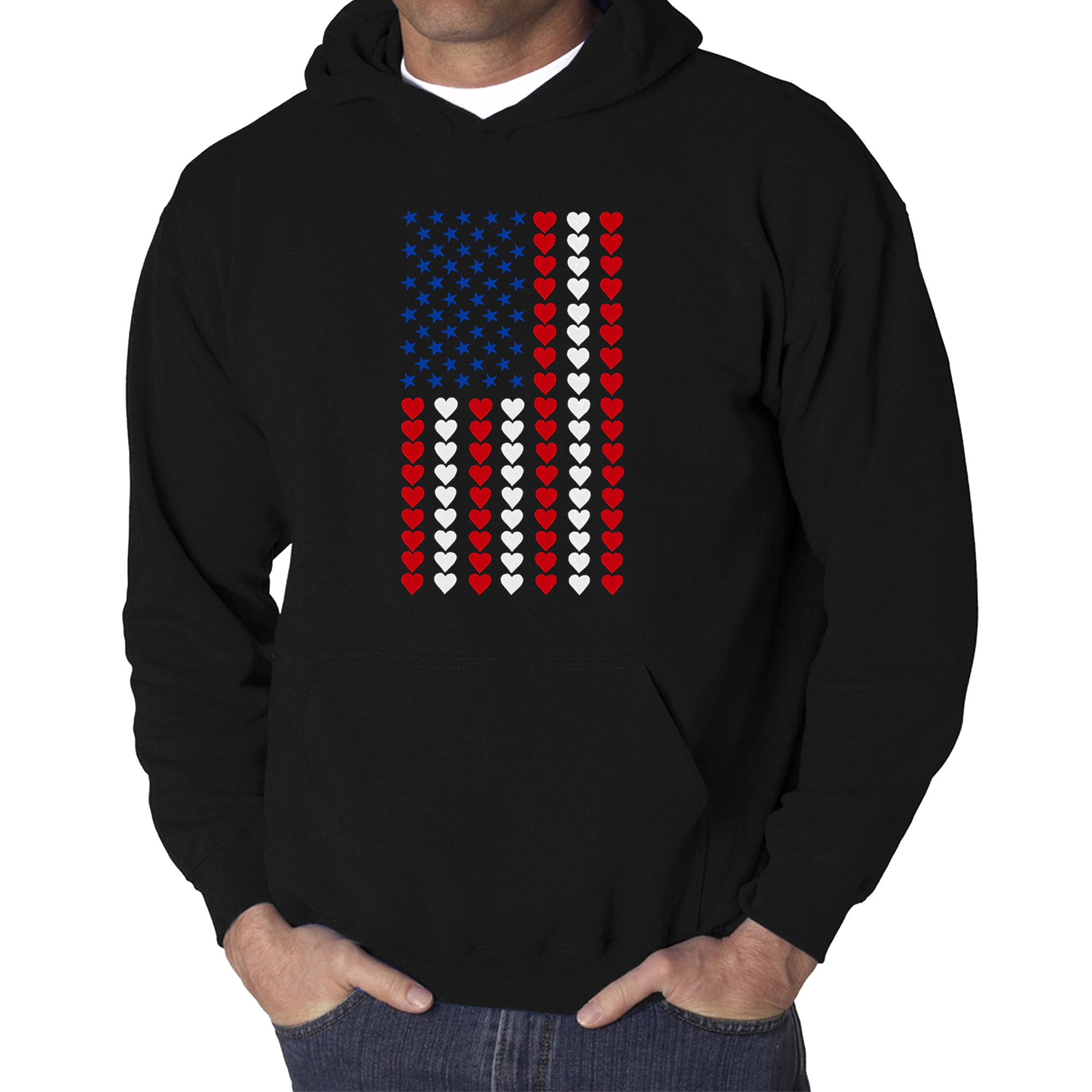 LA Pop Art Heart Flag - Men's Word Hooded Sweatshirt