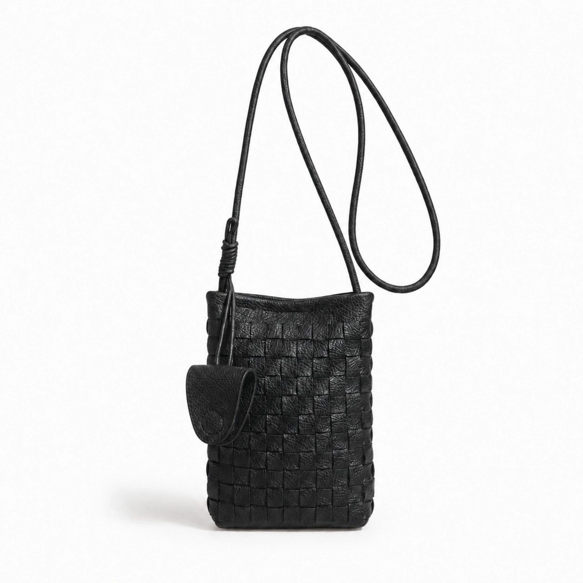 Alilang Women's Woven Mini Crossbody Phone Bag with Long Strap and Small Pouch