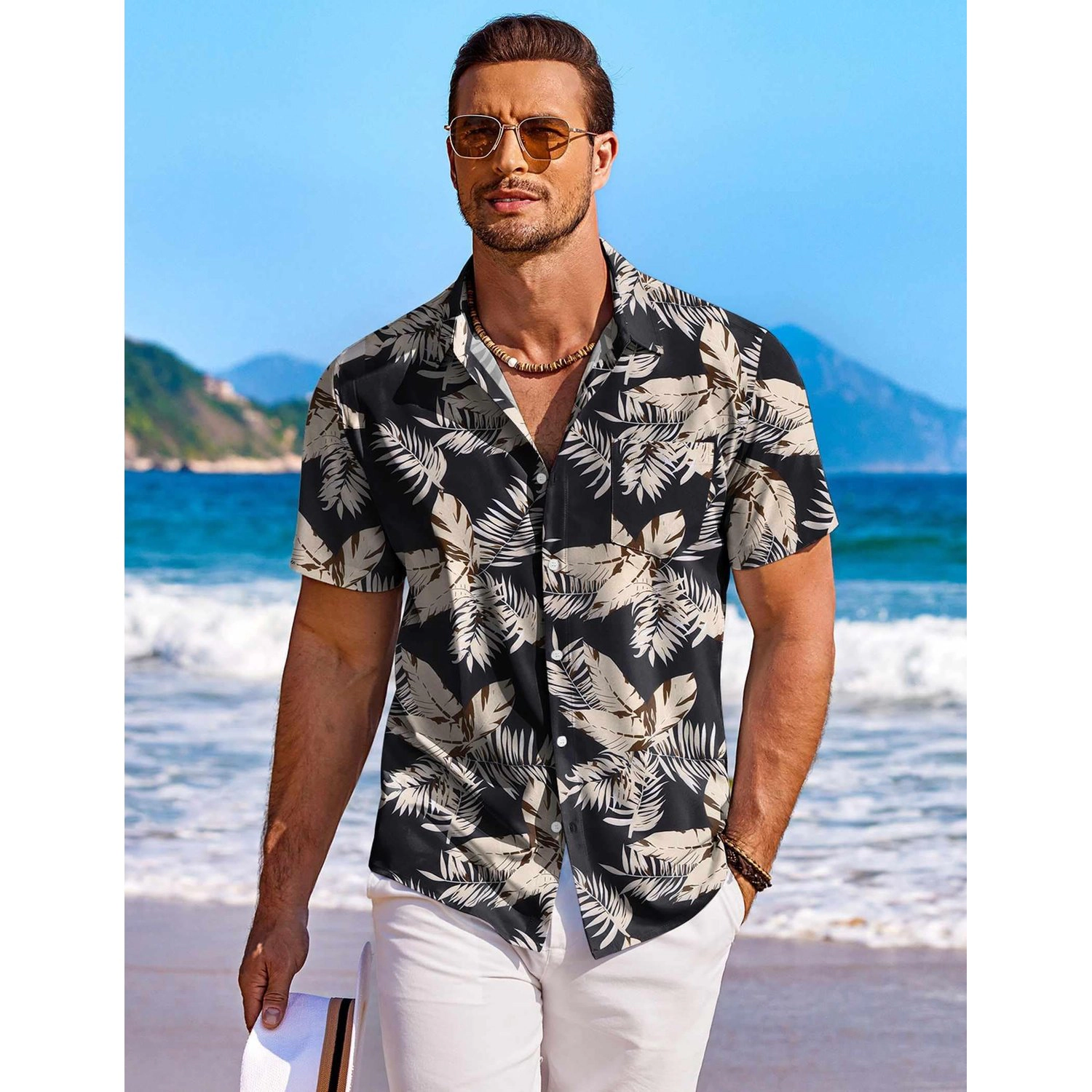 COOFANDY Mens Casual Long Sleeve Button Down Shirts Lapel Collar V Neck  Tops