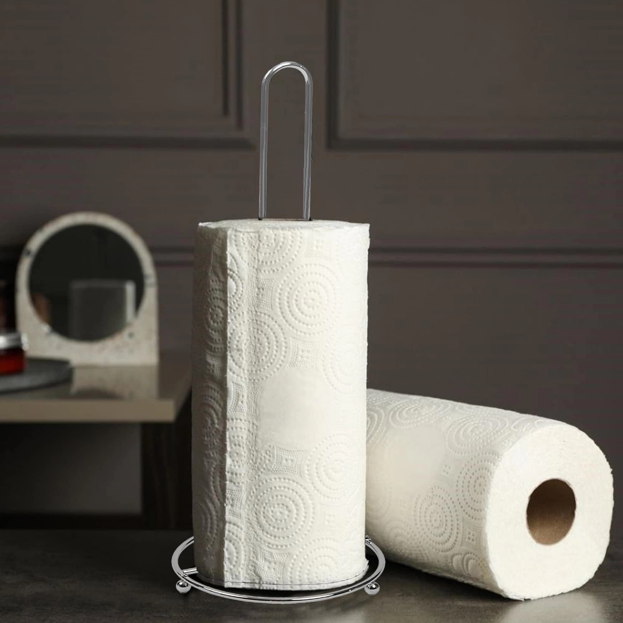 Evideco French Home Goods Chrome 4-Roll Freestanding Toilet Paper Holder 15.4 in