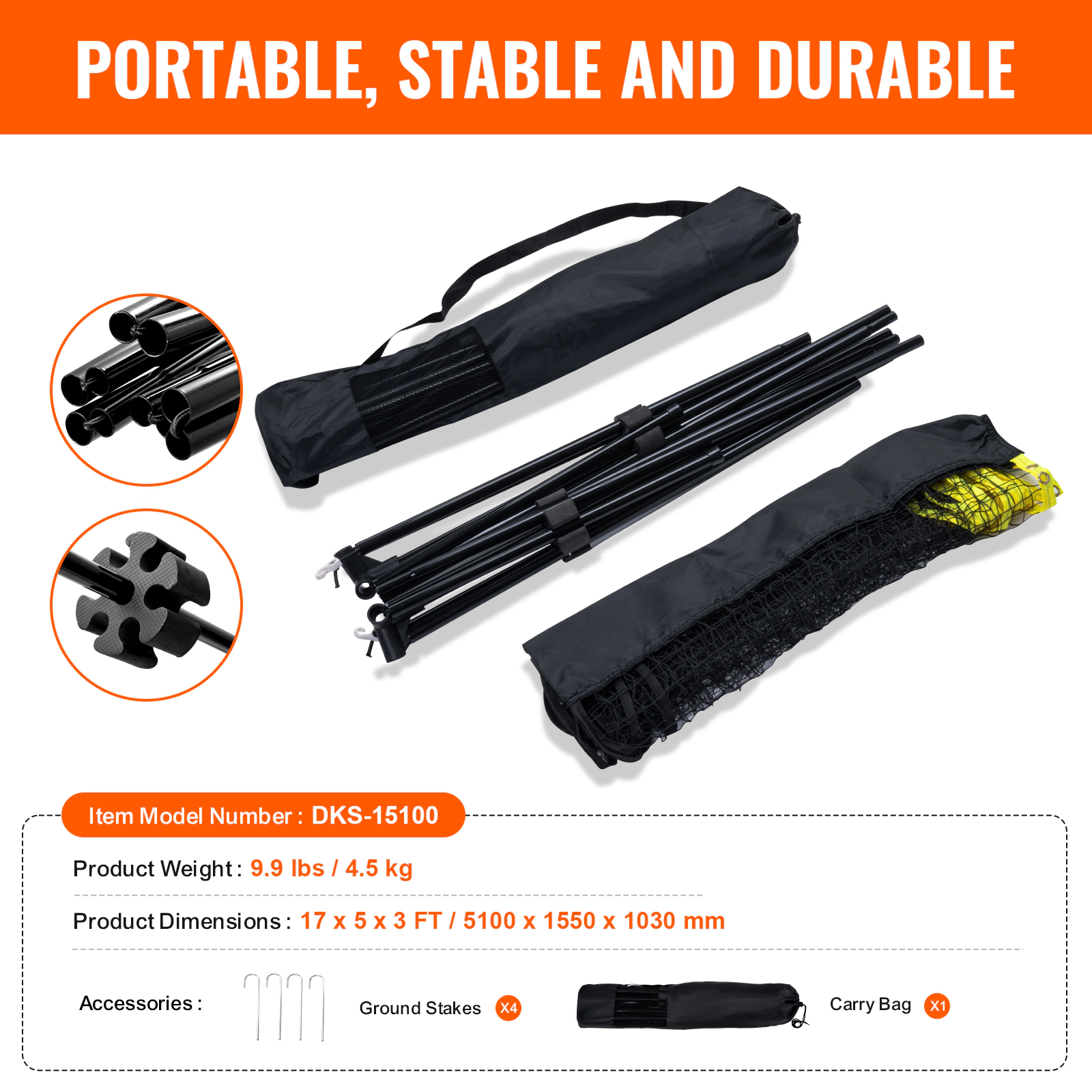 HONGGE Badminton Net Height Adjustable Volleyball Net Foldable Pickleball Net Portable Easy Setup Tennis Net Set with