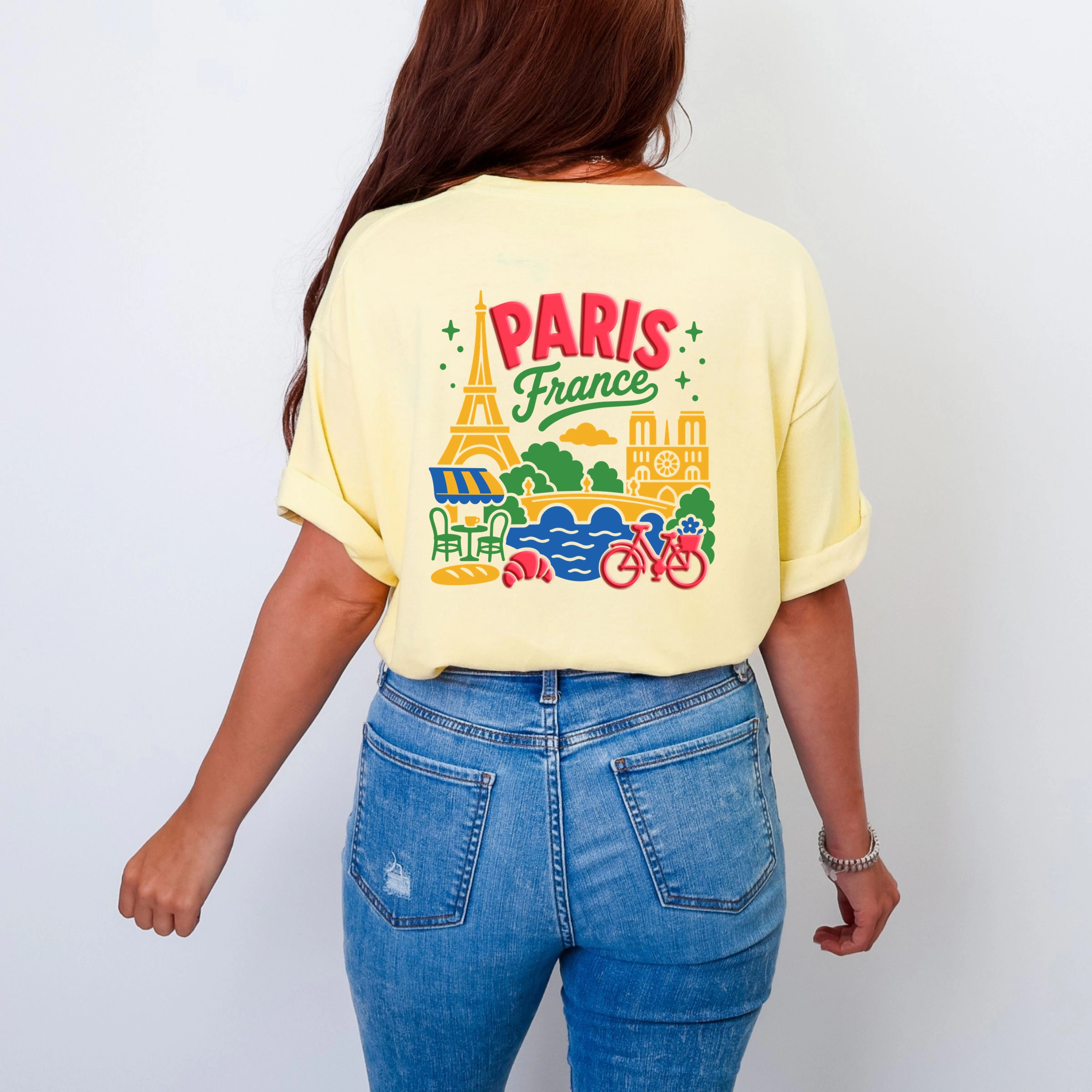Simply Sage Market - Women's Garment Dyed Graphic T-Shirt Paris Vibrant Puff Print