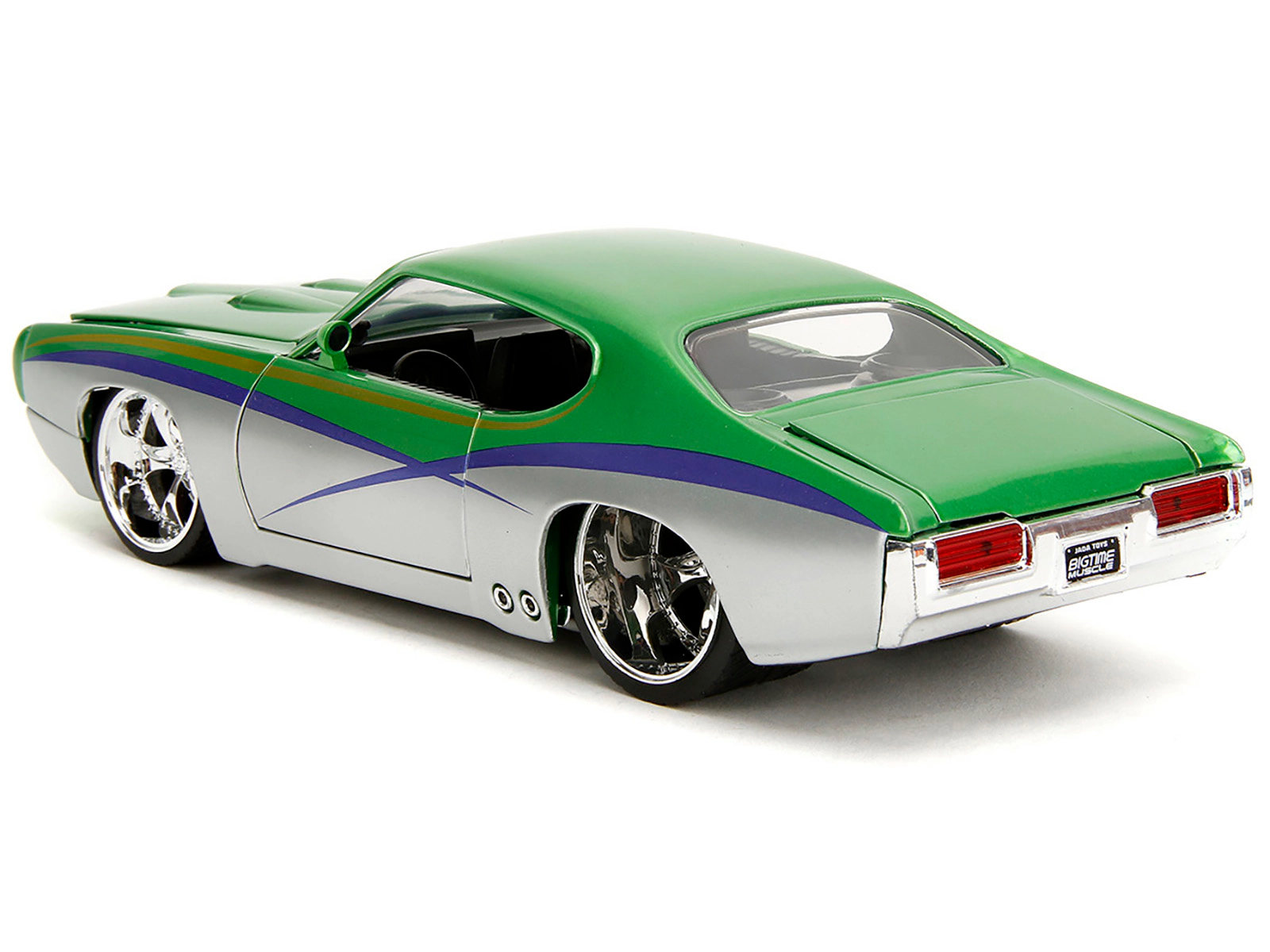 Jada 1969 Pontiac Gto Judge Green Metallic And Silver With Stripes "Bigtime Muscle" Series 1/24 Diecast Model