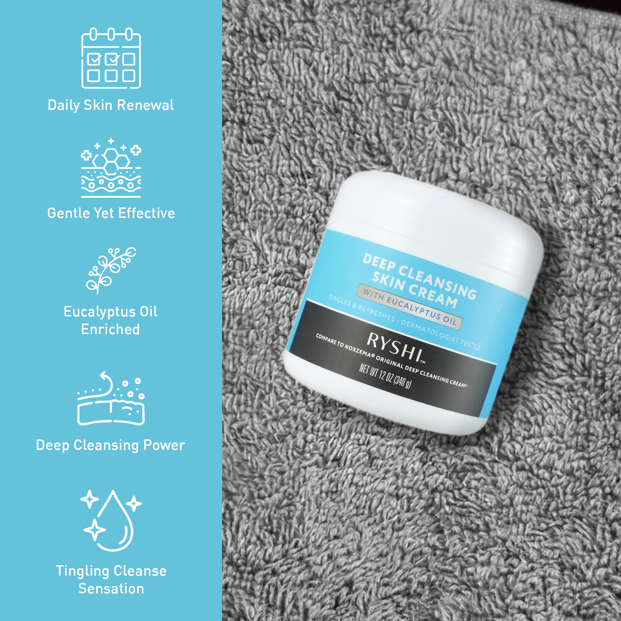 Pursonic Unisex Deep Cleansing Skin Cream with Eucalyptus Oil: Invigorating Facial Cleanser, 12 oz