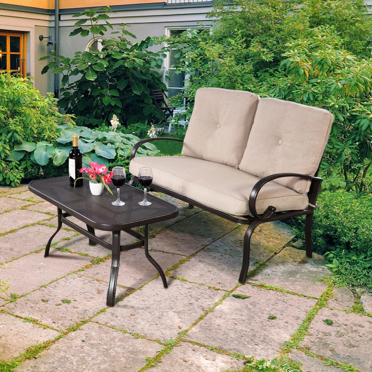 Hivvago 2 Pieces Patio Outdoor Cushioned Coffee Table Seat