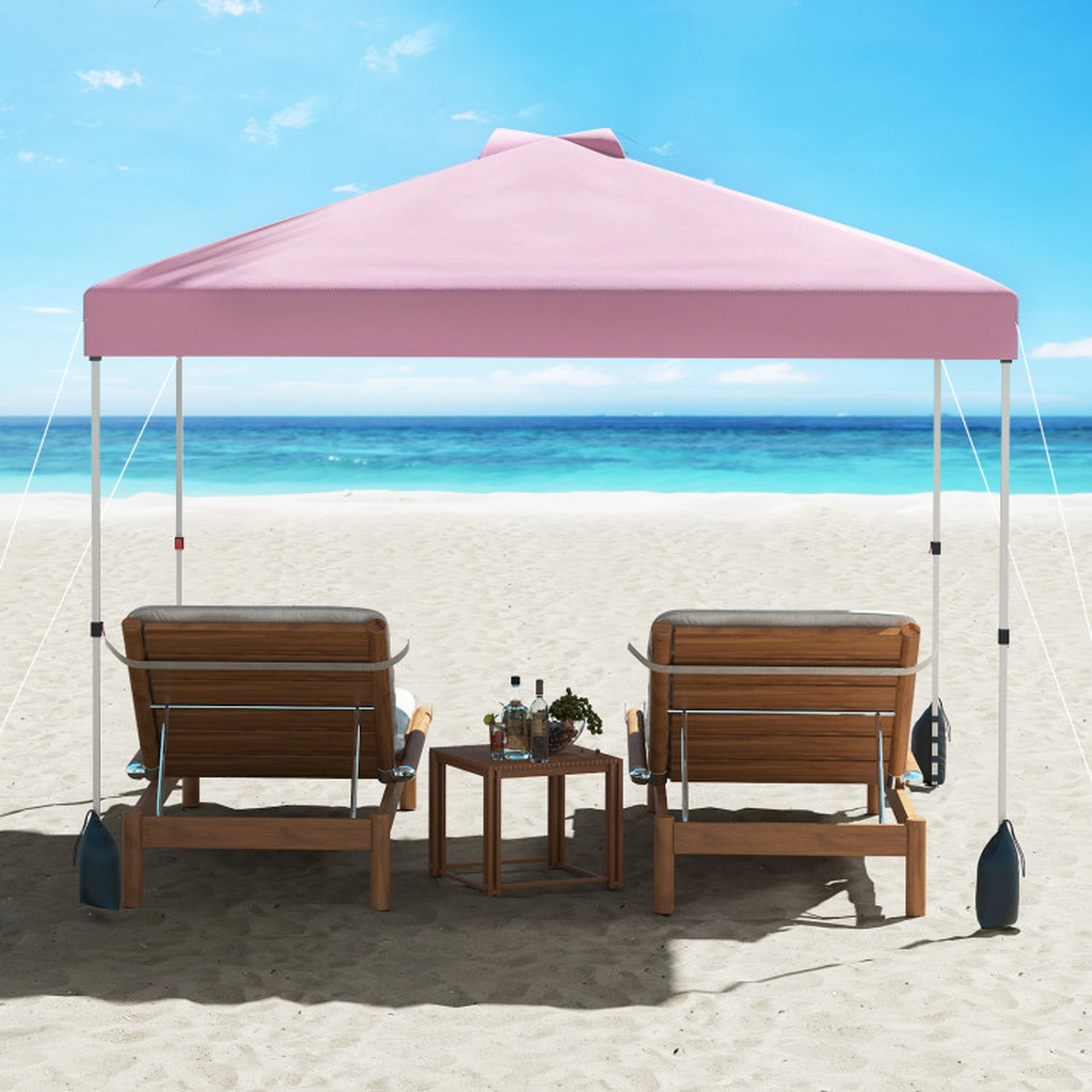 SUGIFT 10 x 10-ft Pop Up Canopy Tent with Sidewall and Wheeled Bag Adjustable Height Pink