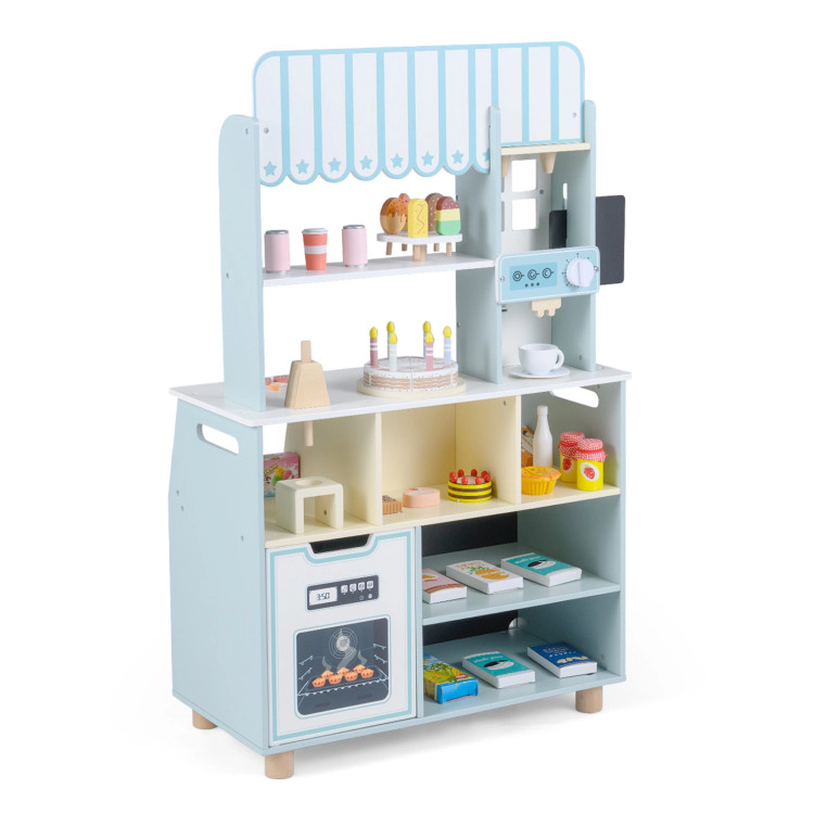 SUGIFT Blue 27 Accessories and Play Ice Cream Machine Kids Wooden Ice Cream Shop