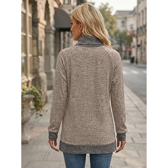 Enchanted Funland Womens Turtleneck Split Hem Long Sleeve Tops