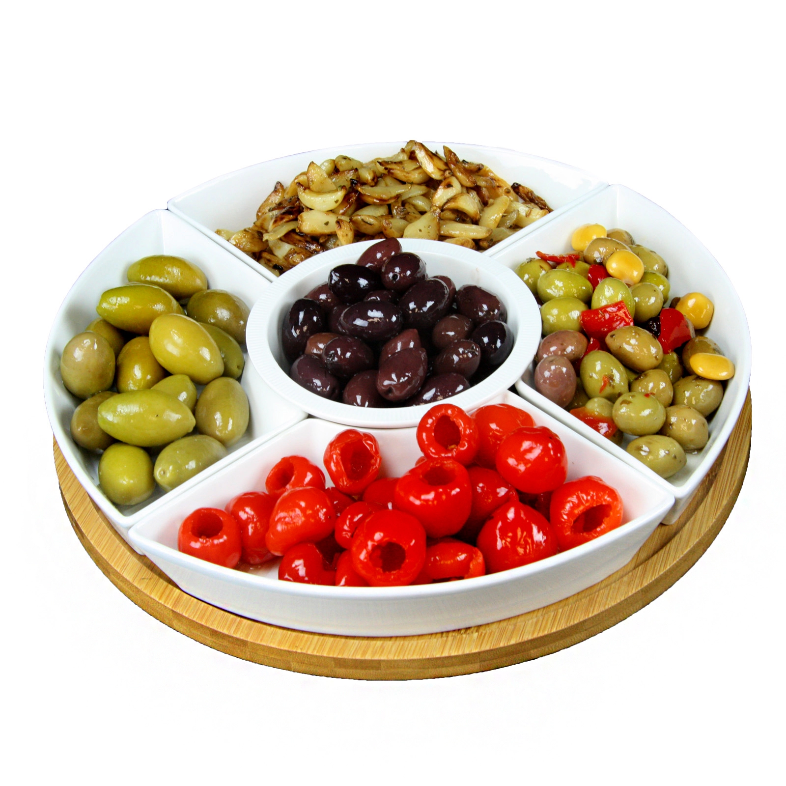 Elama Signature 12 1/4 Inch 6pc Lazy Susan Appetizer and Condiment Server