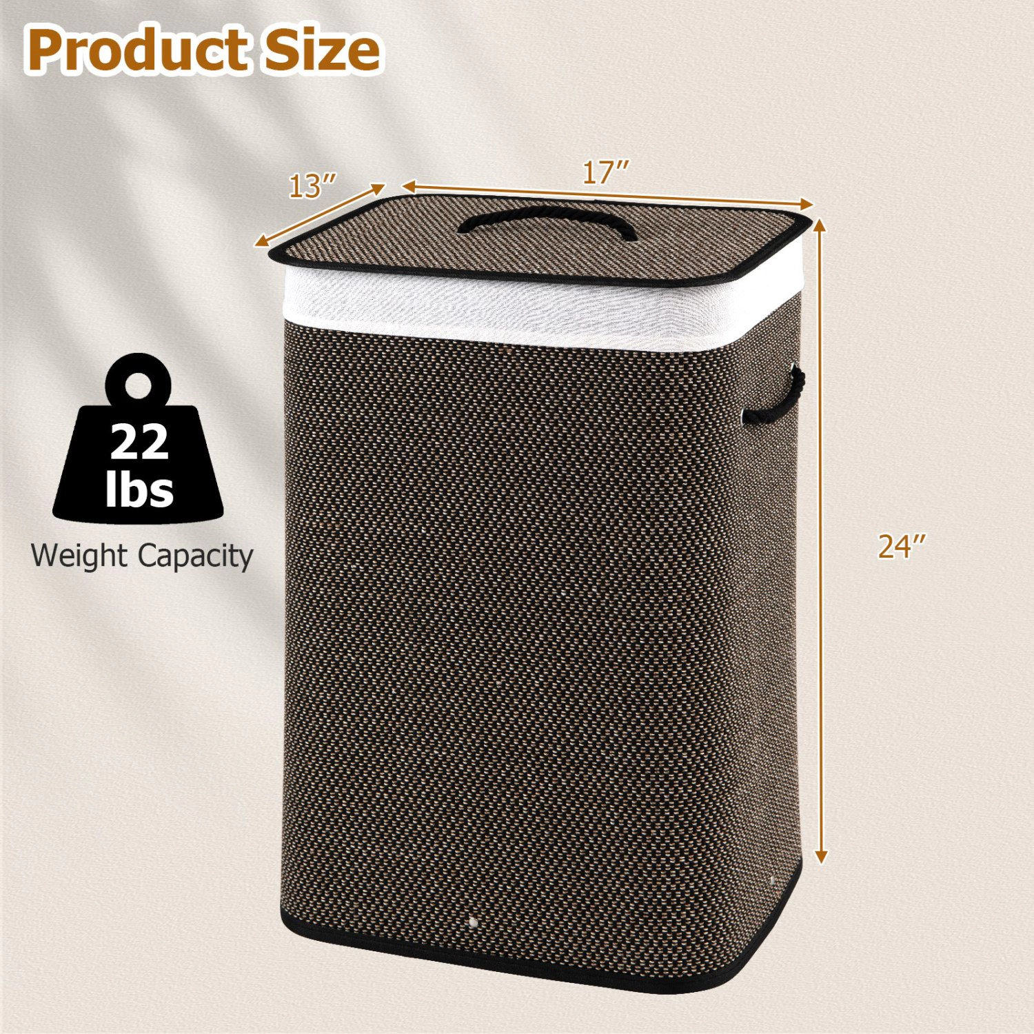 SlickBlue 19-Gallon Folding Wicker Laundry Basket with Removable Liner