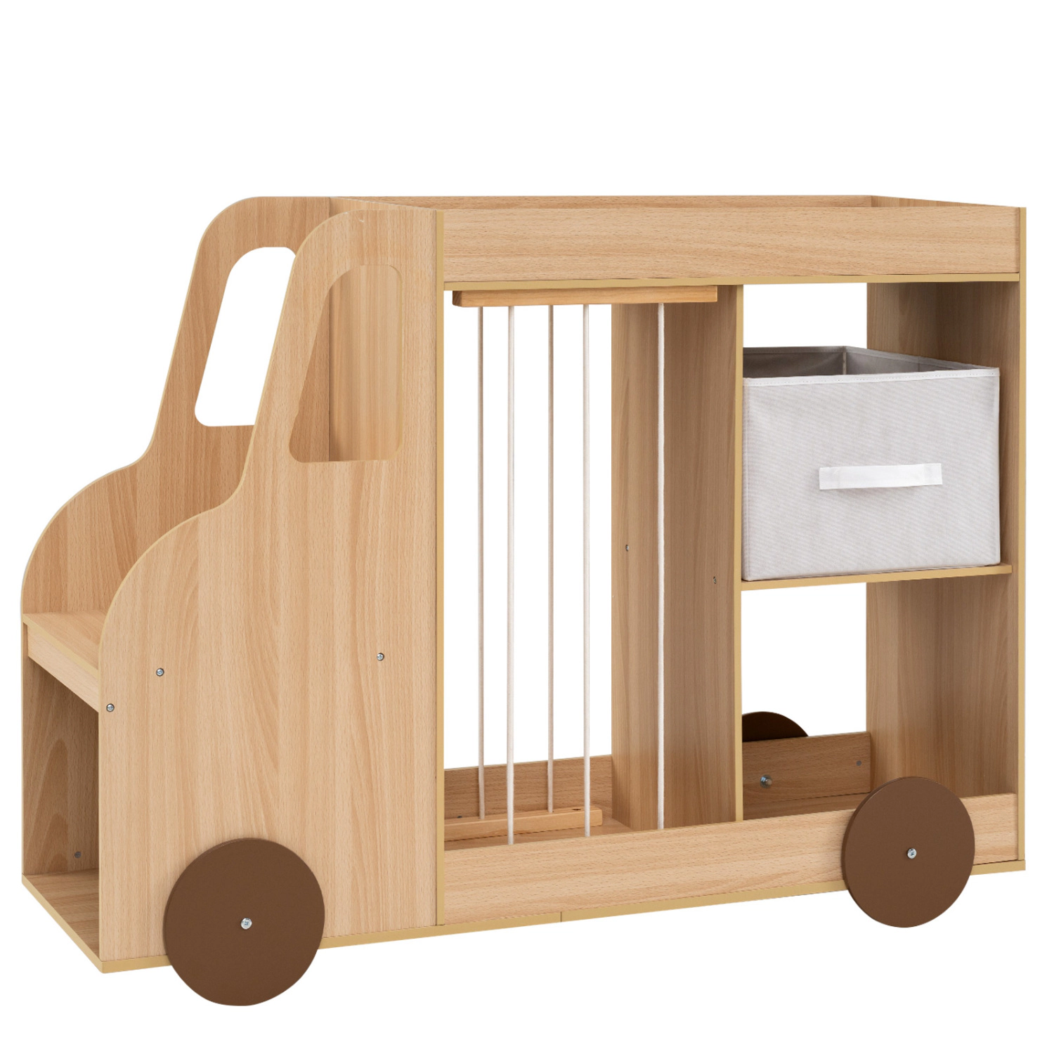 Hivvago Toy Storage Organizer with Stuffed Animal Fabric Drawer and Universal Wheels