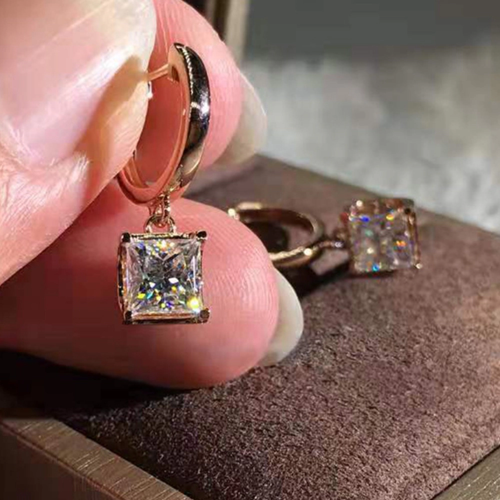Luxury Solitaire Princess CZ Dangle Earring