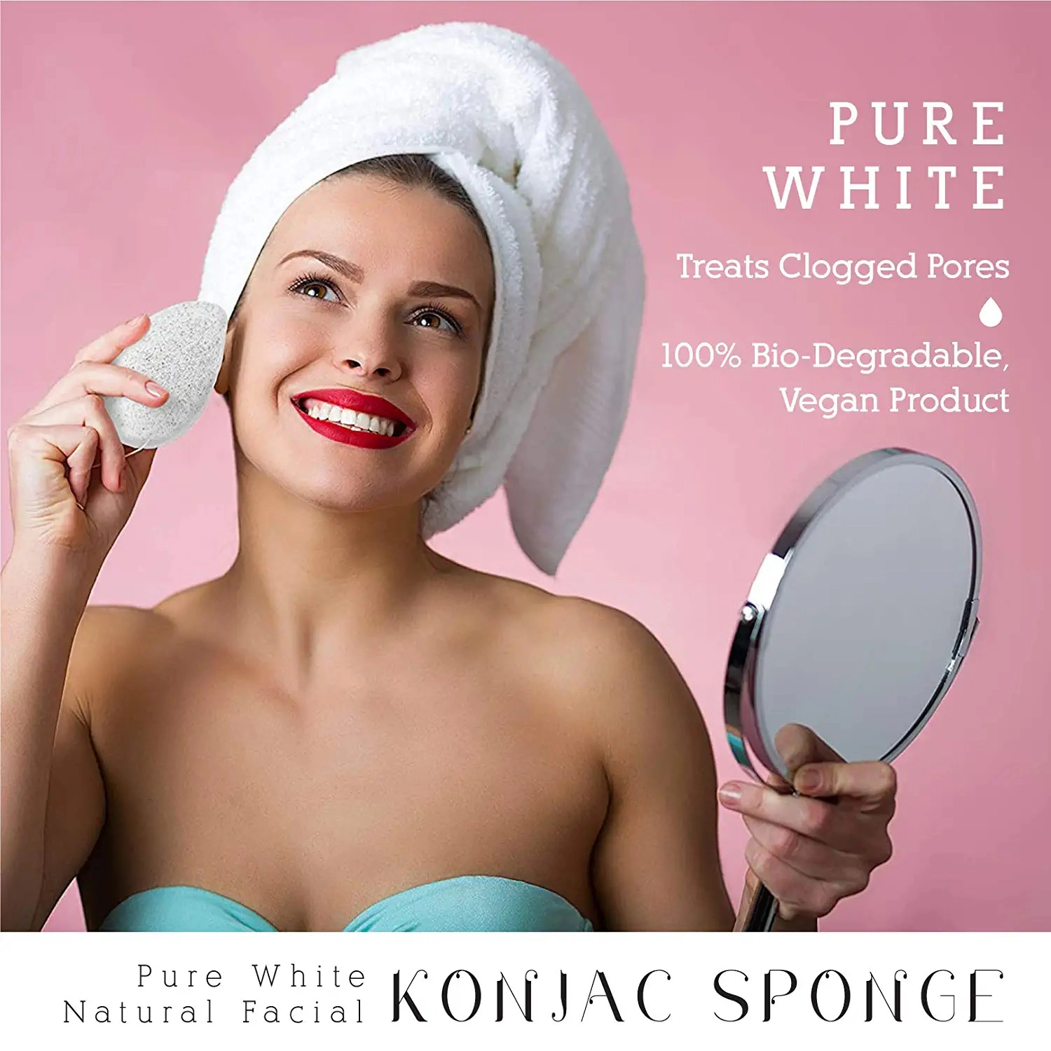 Pursonic Unisex Natural Facial Cleansing Sponge Set – Konjac Root Exfoliating Sponge Duo with Charcoal & White Sponges