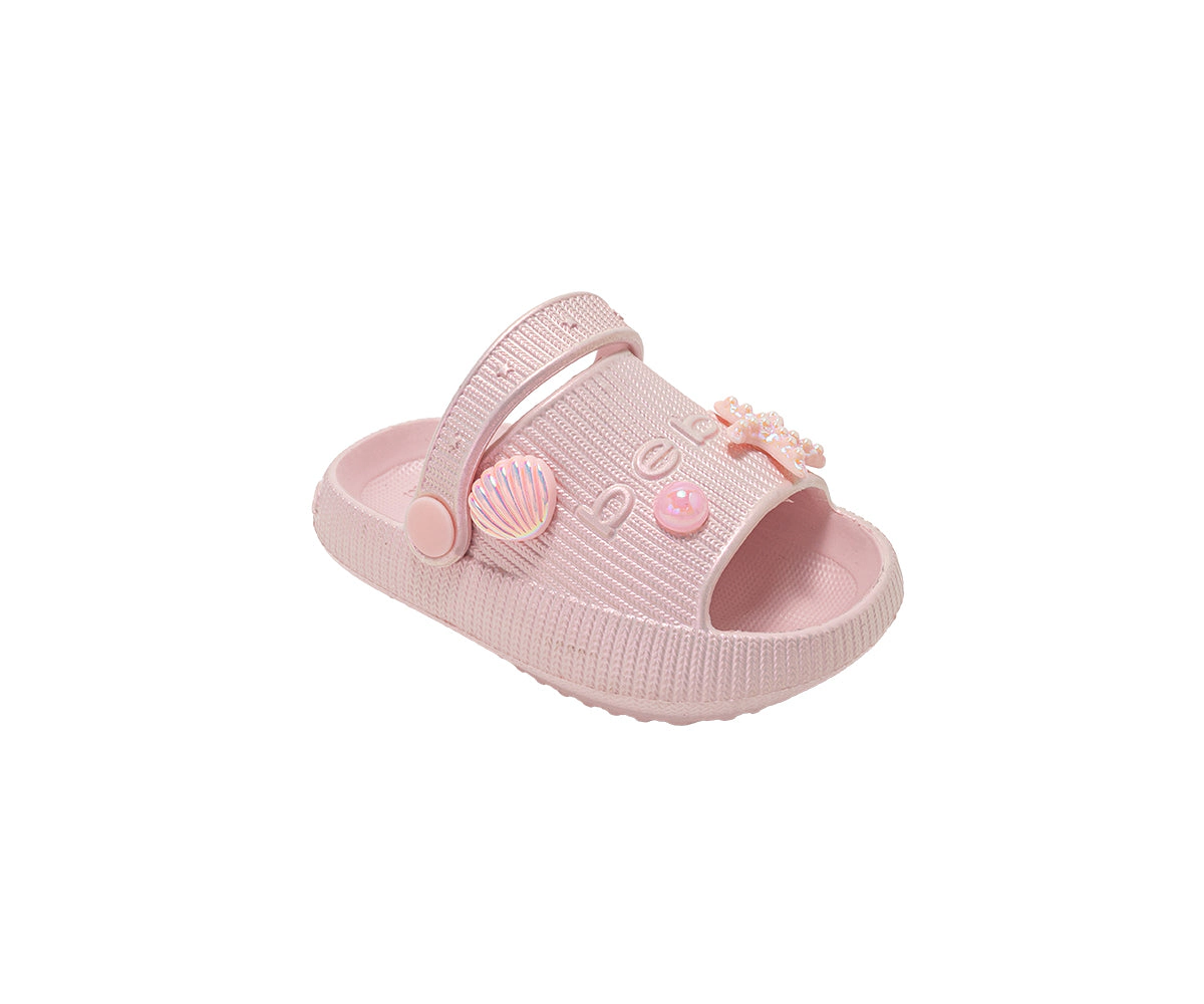bebe Toddler Girl's Platform EVA Slide Sandals with Iridescent Sea Life Charms