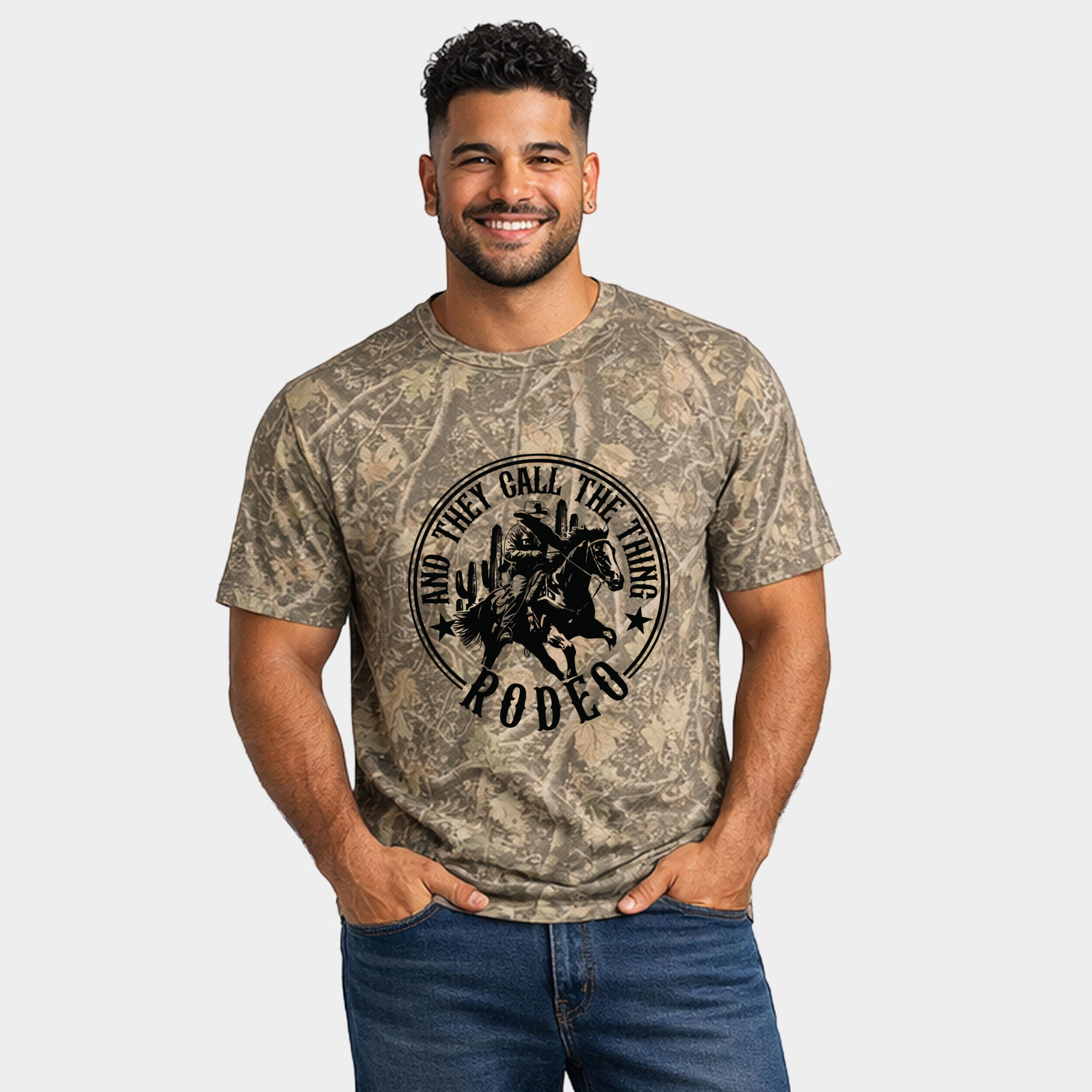 Simply Sage Market - Men's Heavyweight Camo Tee Call The Thing Rodeo Circle