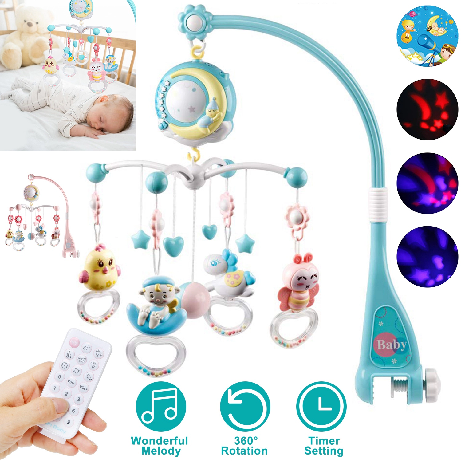 GBruno Kids' Musical Crib Mobile With Star Projector