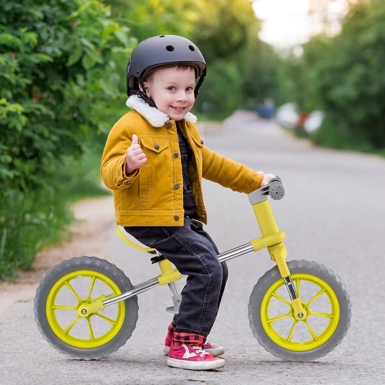 12-in Kids Balance Bike 360-Degree Rotatable Handlebar Adjustable Seat Footrest 6.5-lb Carbon Steel Ages 2-5 Green