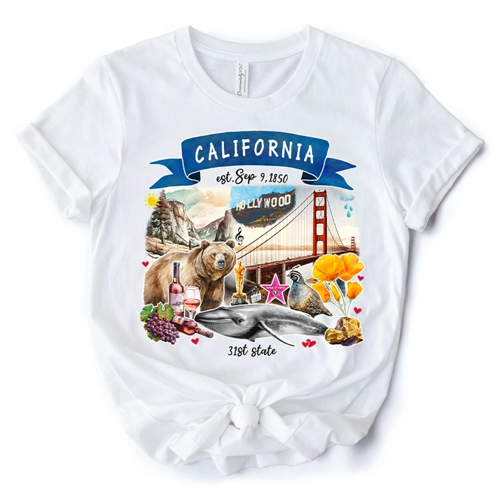 OrnamentallyYou Unisex Artistic California State Themes And Landmarks T-Shirt