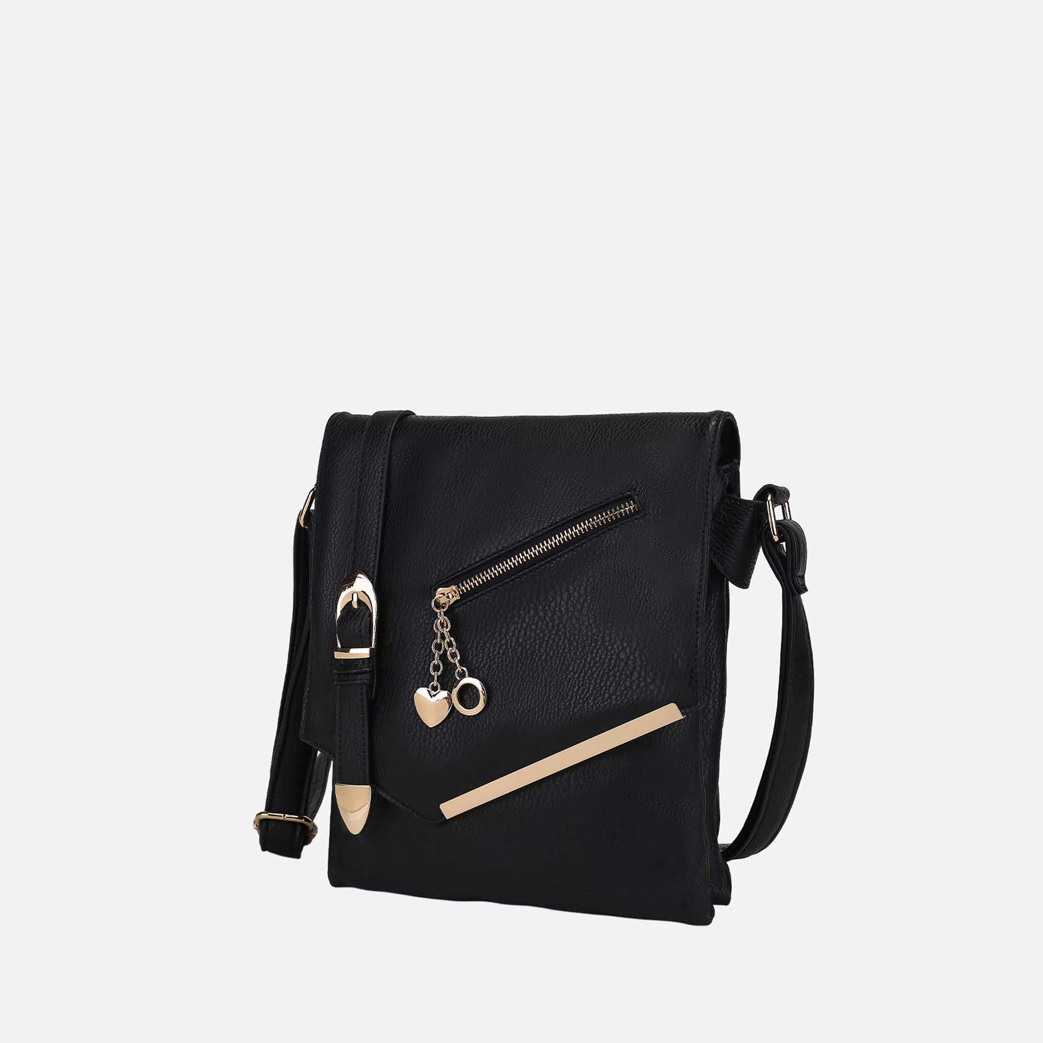 Mia K Collection Jasmine Vegan Leather Crossbody Bag - Gold-Tone Hardware