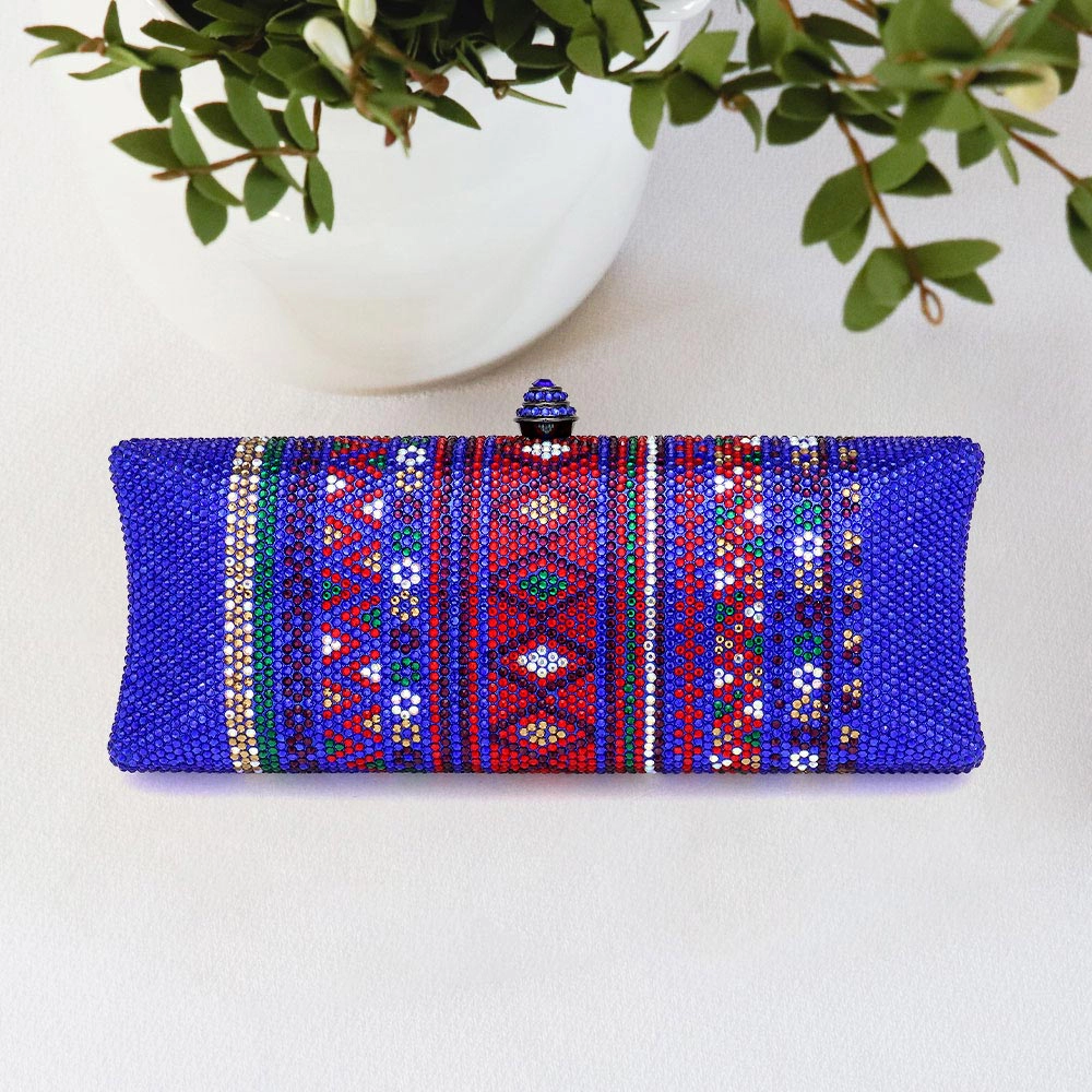 FASHNZFAB Bling Aztec Print Evening Clutch Bag