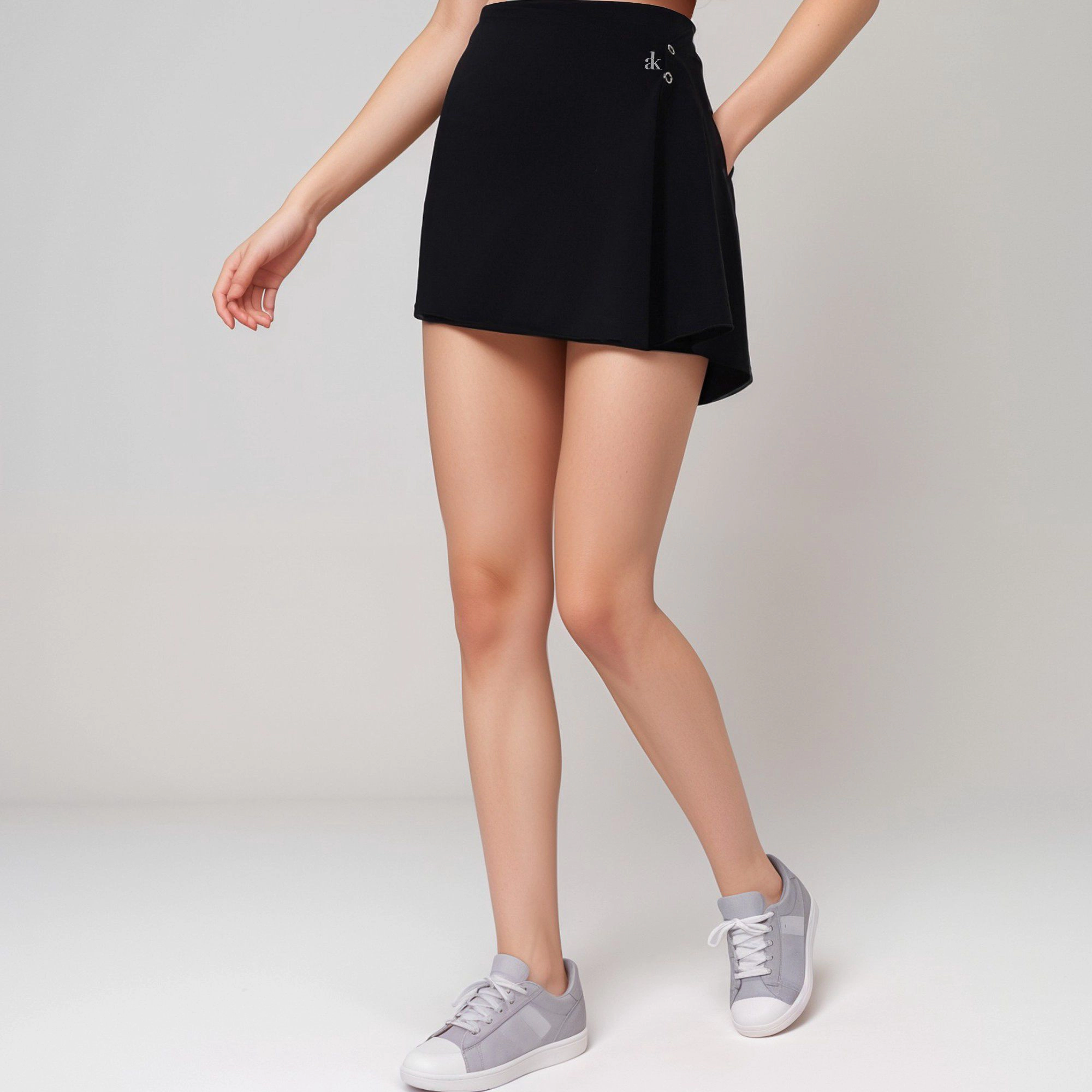 Anna-Kaci Women's High-Waist Active Skirt with Overlapping Front Panel and Subtle Side Eyelet Detail