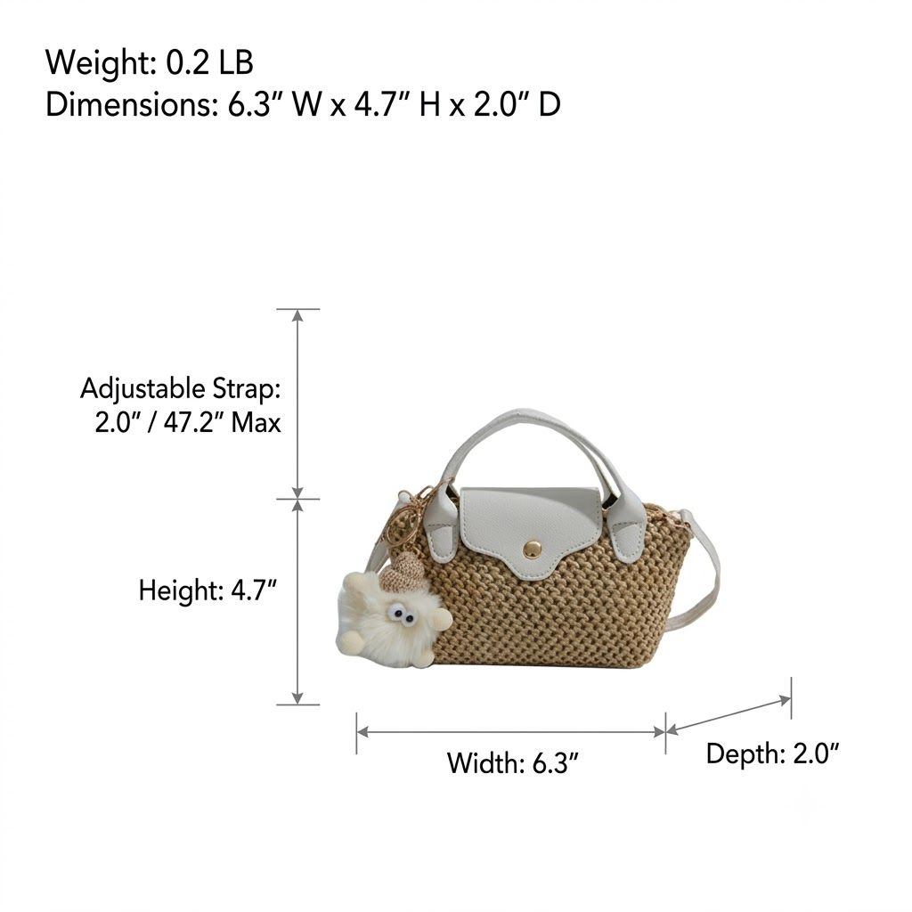 Alilang Women's Mini Woven Crossbody Bag with Top Handle Adjustable Strap and Charm