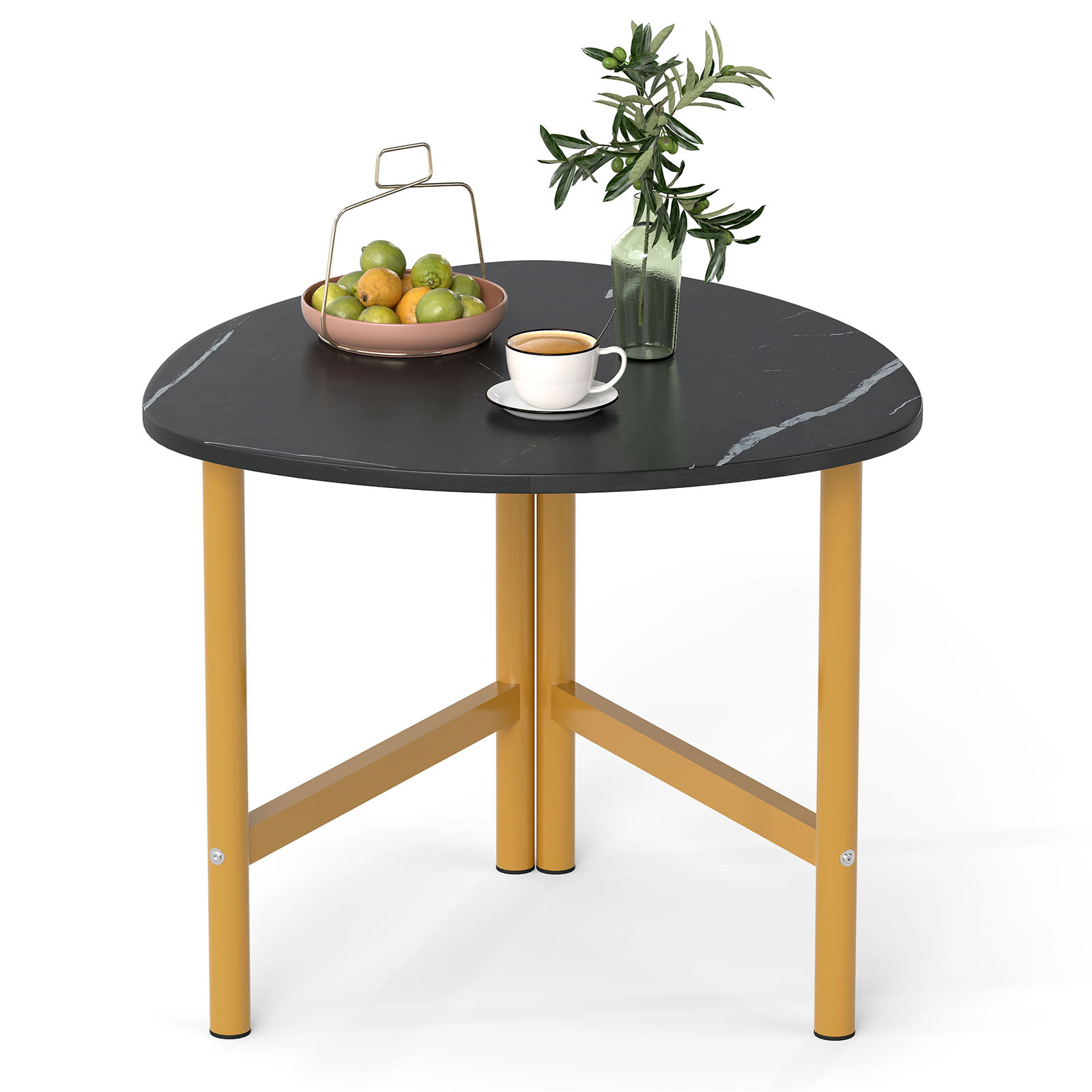 Glintex 23.5-Inch Triangular Accent Coffee Table with Industrial Metal Legs