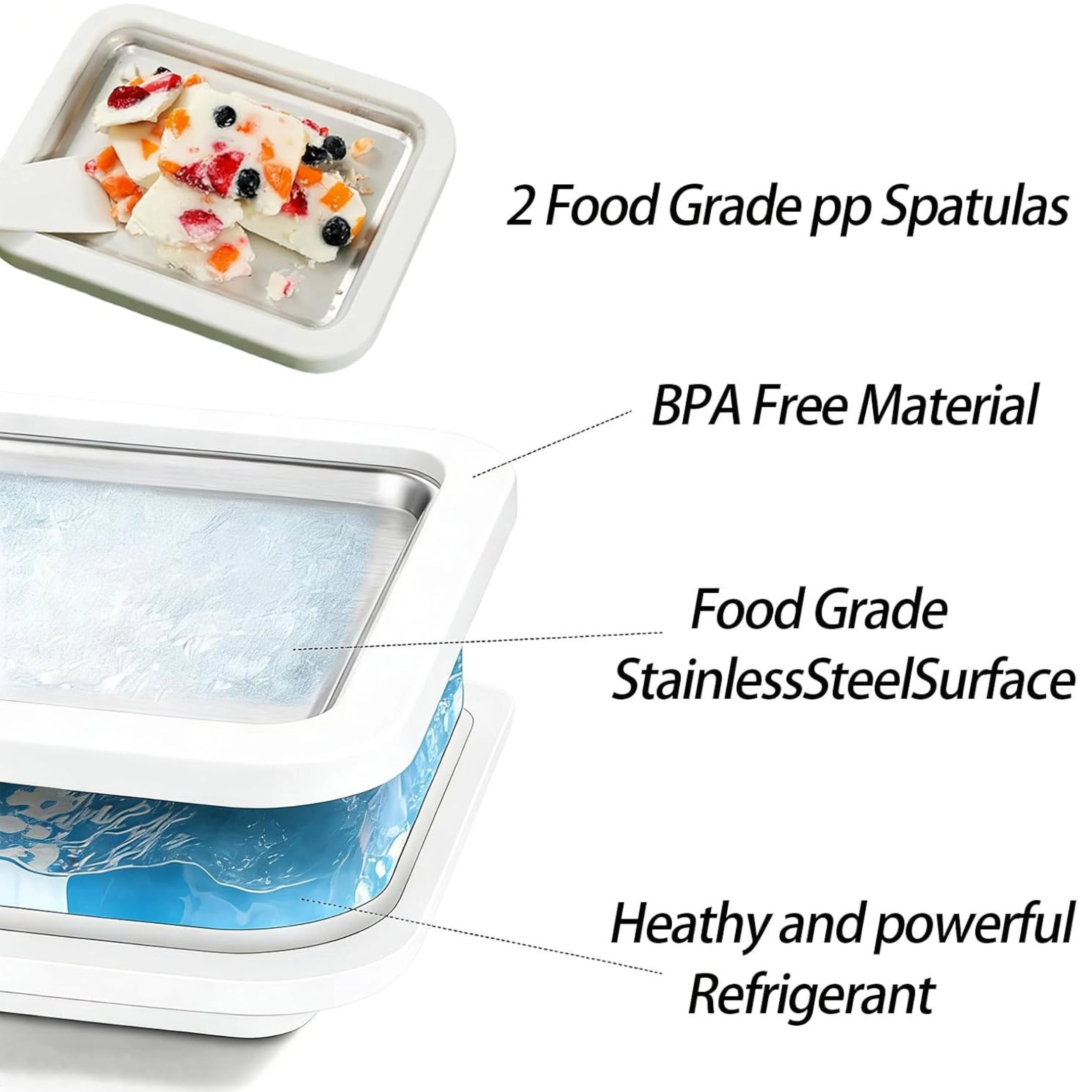 Stock Preferred Rolled Ice Cream Maker with Instant Freeze Tray and 2 Scrapers