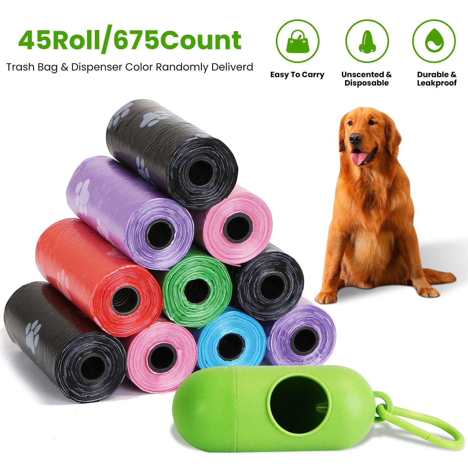 GBruno 675-Count Dog Waste Bags With Dispenser