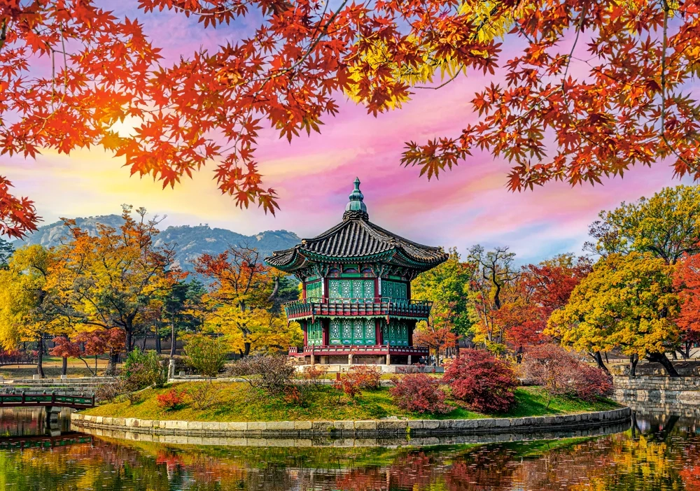 CASTORLAND 500 Piece Jigsaw Puzzles, Gyeongbokgung Palace, Seoul, South Korea, Autumn Leaves, Fall Scenery, B-54138