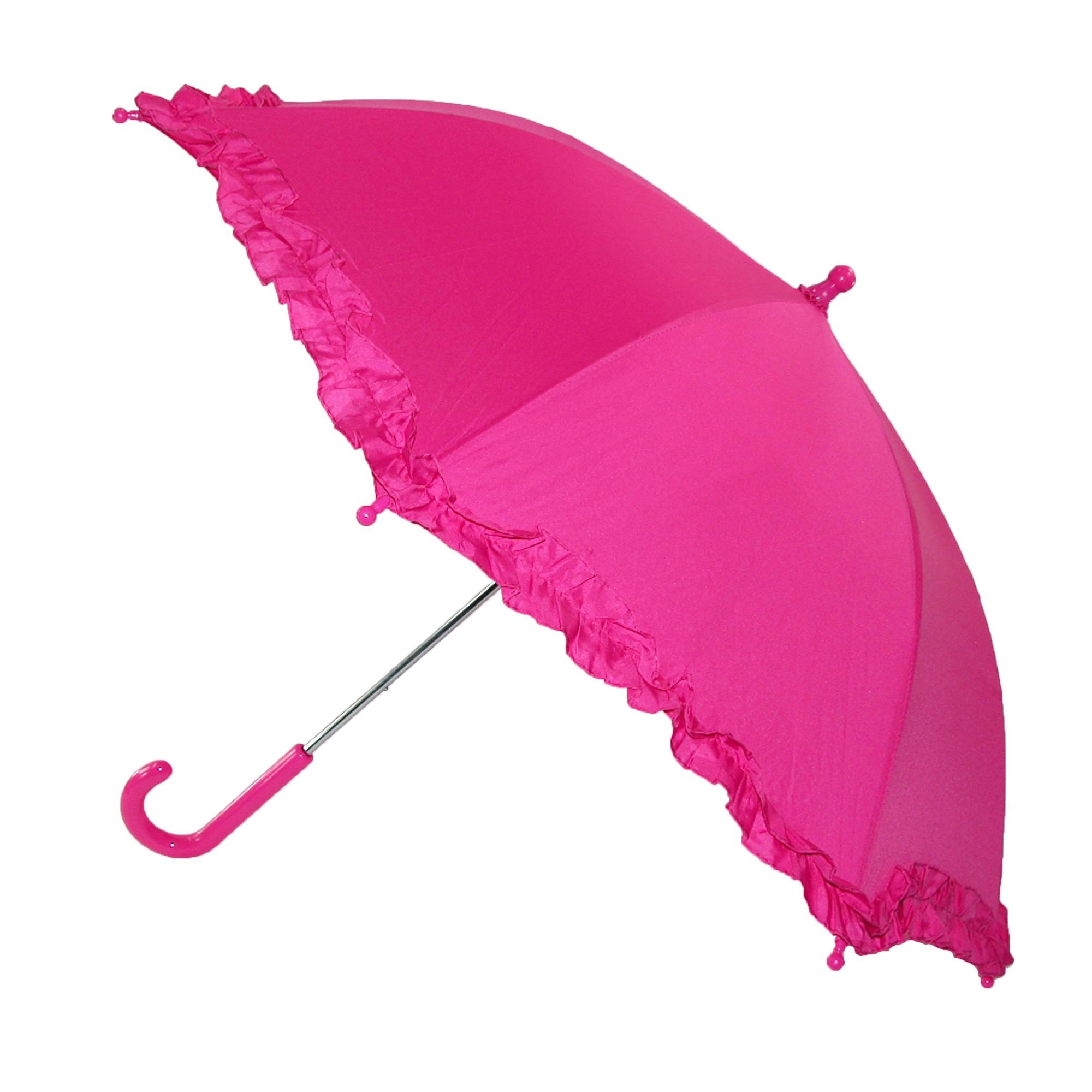 iRain Kids Ruffled Umbrella Solid Color Girls with Hook Handle
