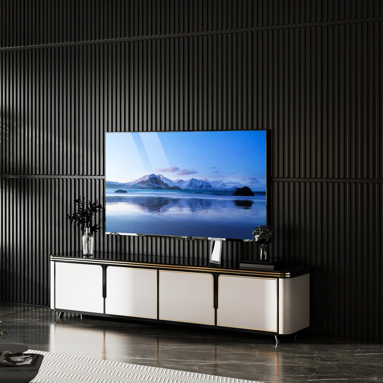 LJG 24-Pack PVC Slat Wall Panels for Interior Wall Decoration for Living Room and TV Background