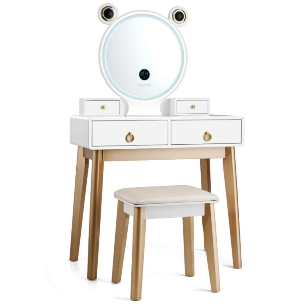 Hivvago Vanity Set With 3-Color Lighted Touch Screen Dimming Mirror And 4 Drawers