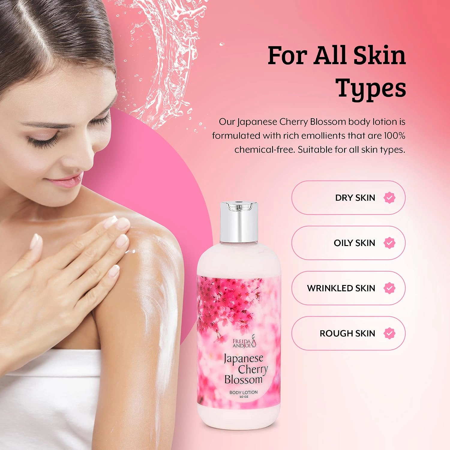 Freida and Joe Womens Fragrance Deep Moisturizing Cherry Blossom Body Lotion in 10oz Bottle