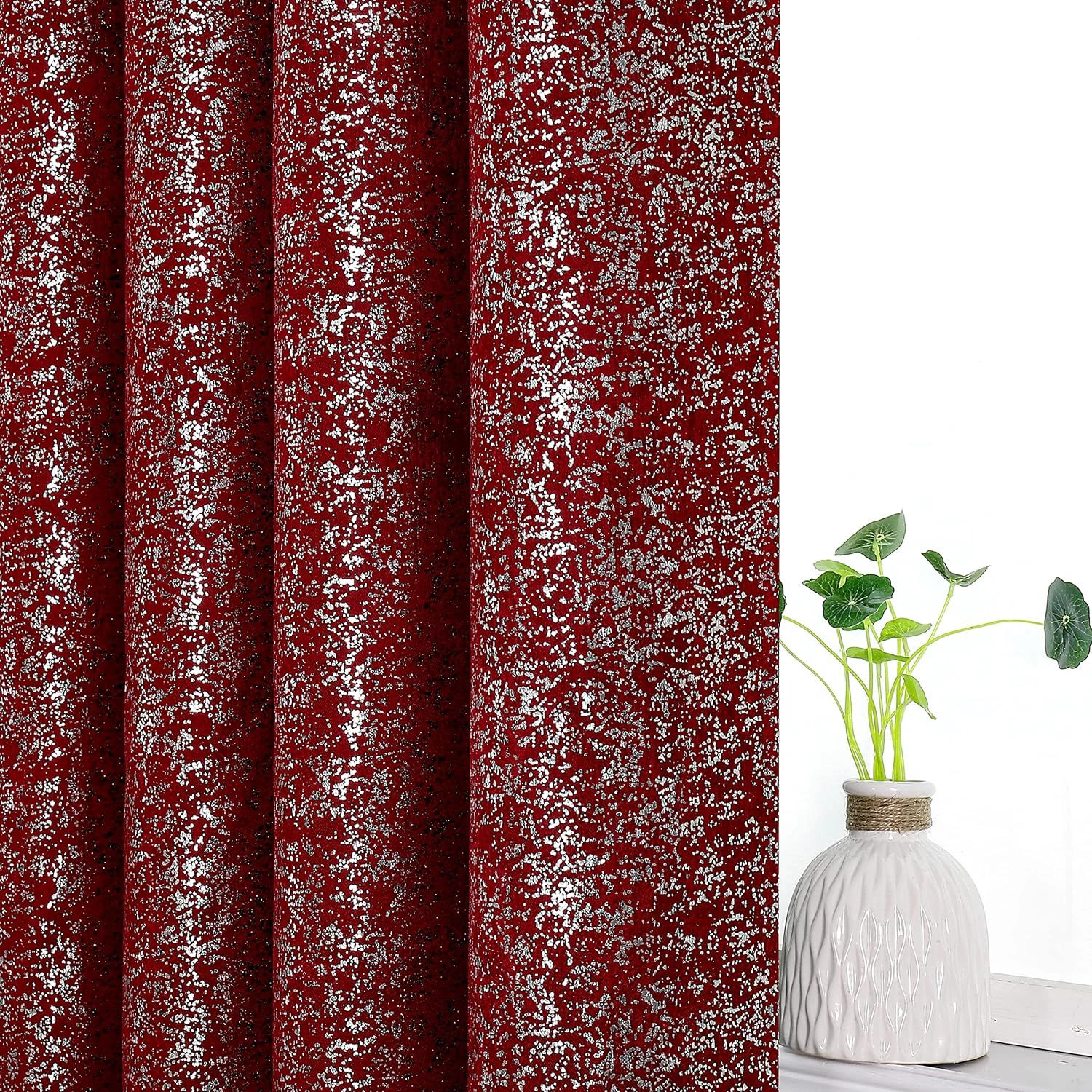 Kate Aurora 2 Piece Metallic Sparkle Thermal Grommet Blackout Curtain Panels