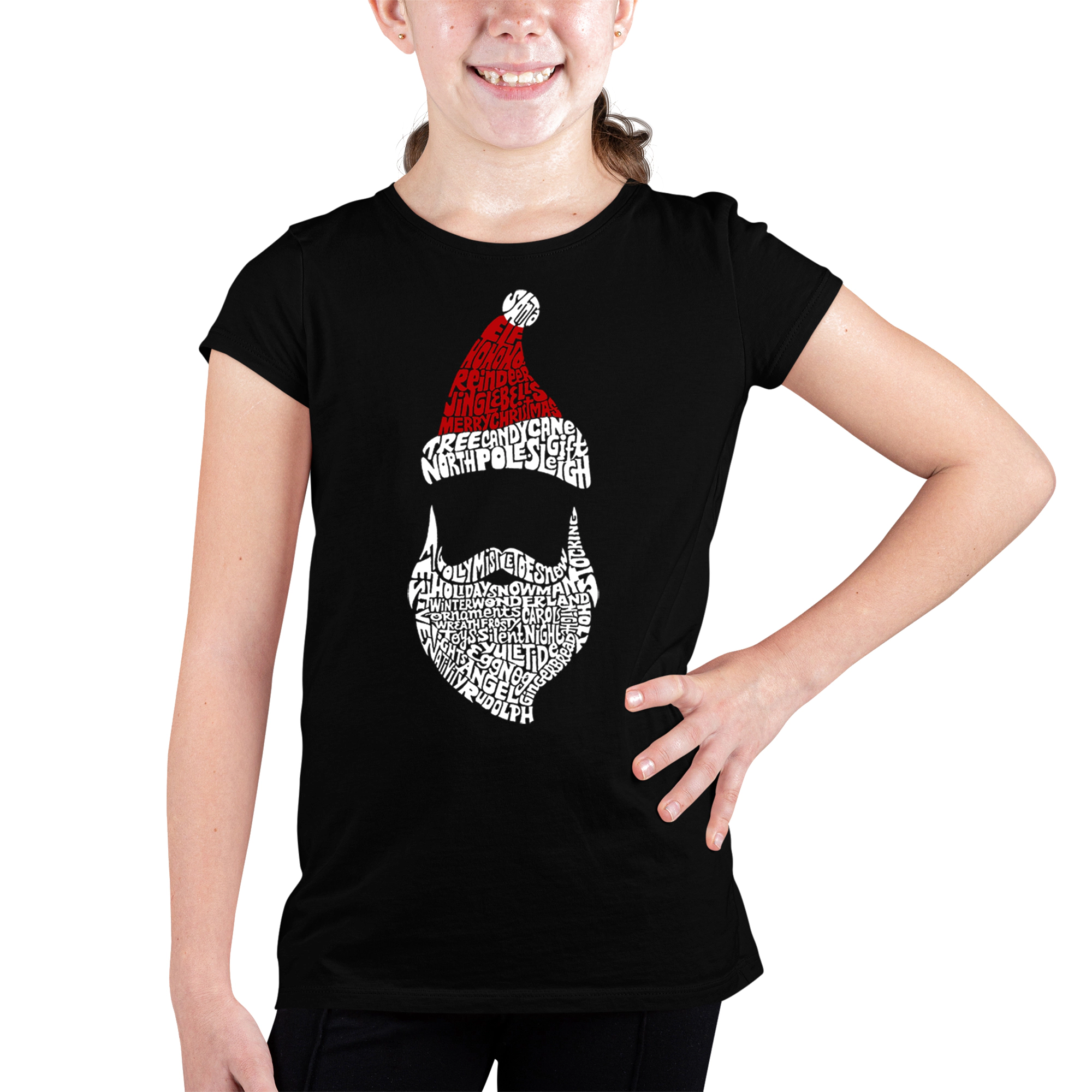 LA Pop Art Girls Word T-Shirt - Santa Claus