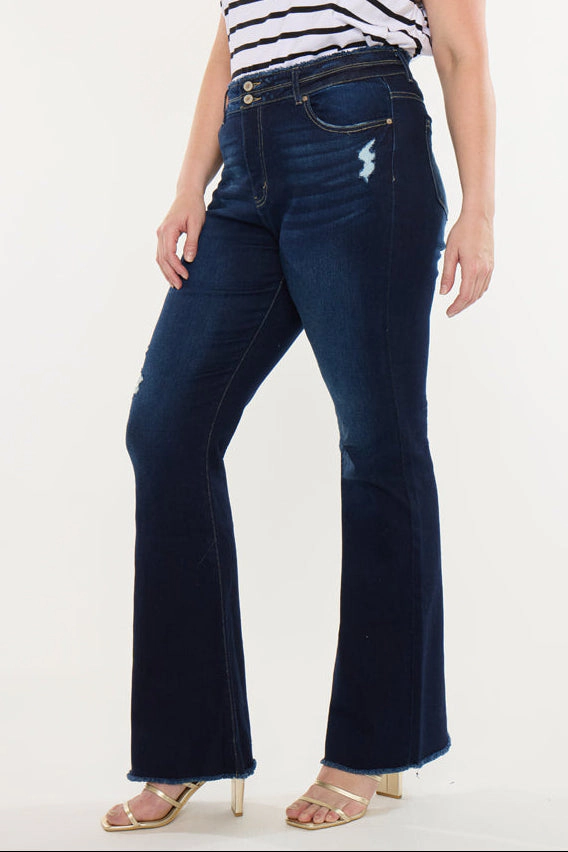 KanCan Women's Plus High Rise Flare Jeans Gill