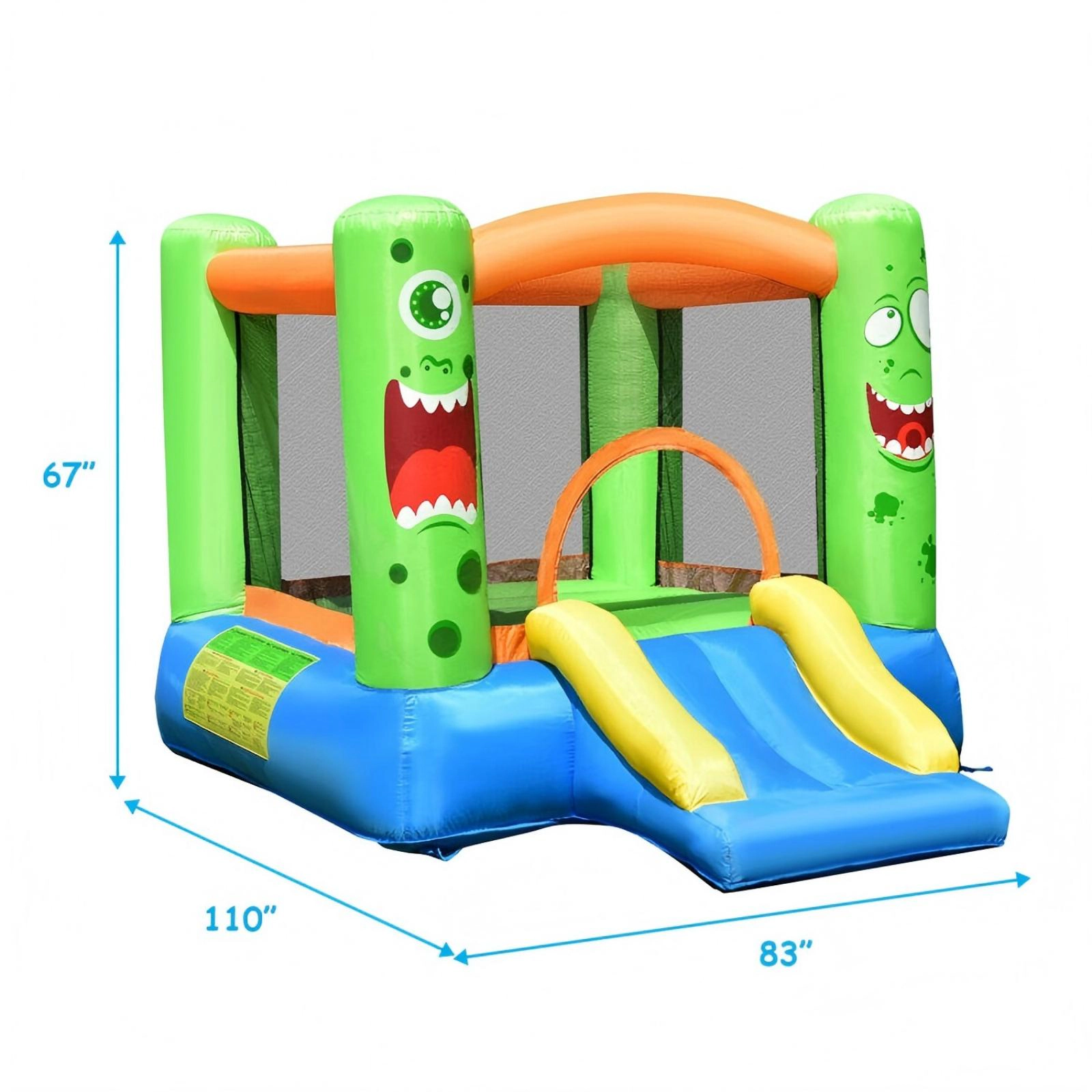 SUGIFT Inflatable Bounce House Jumper Castle Kid's Playhouse Long Slide 198-lb Capacity Ages 3-10 Color As Picture Shows