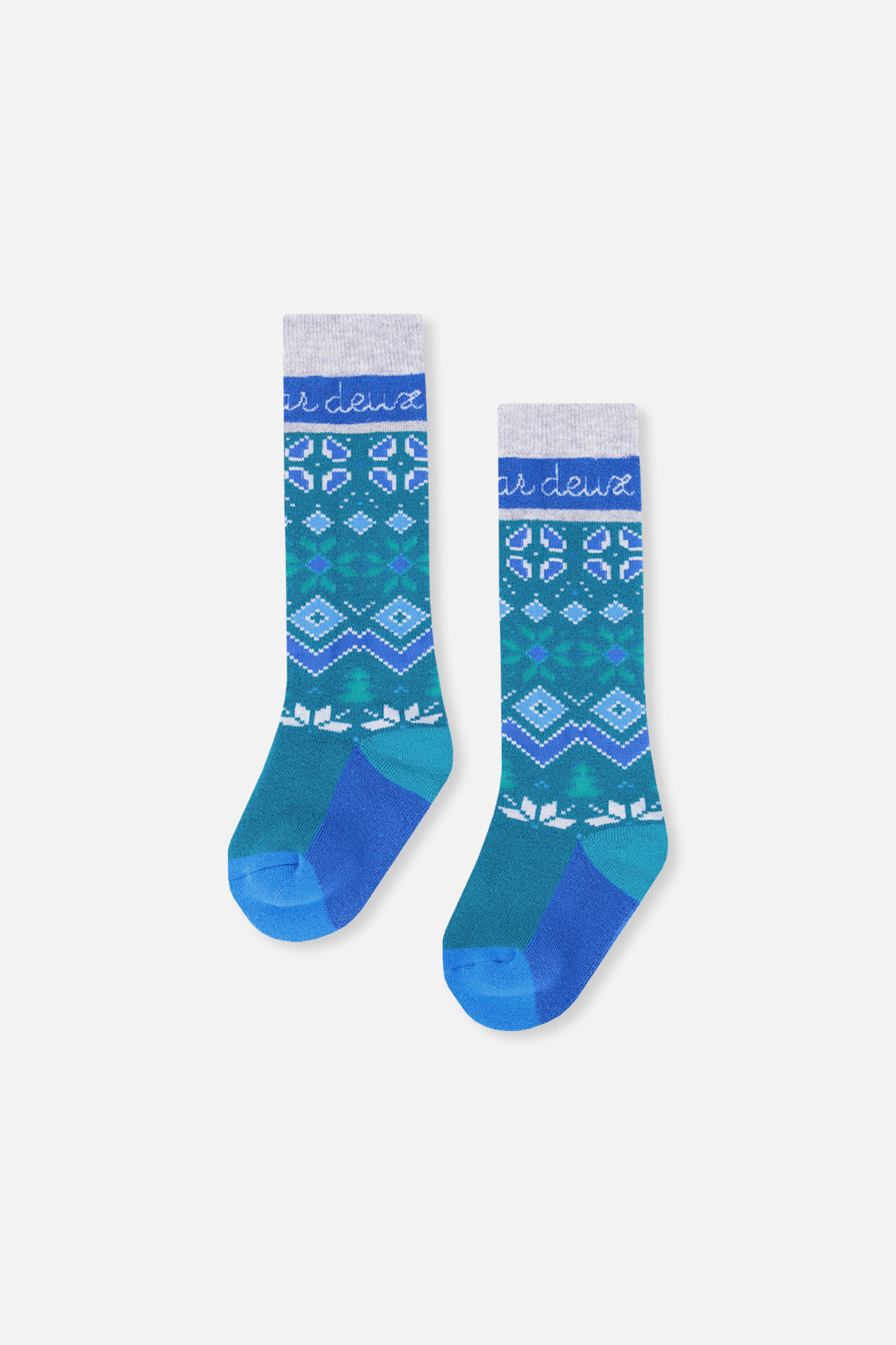 Deux par Boys Fair Isle Cushioned Ski Socks