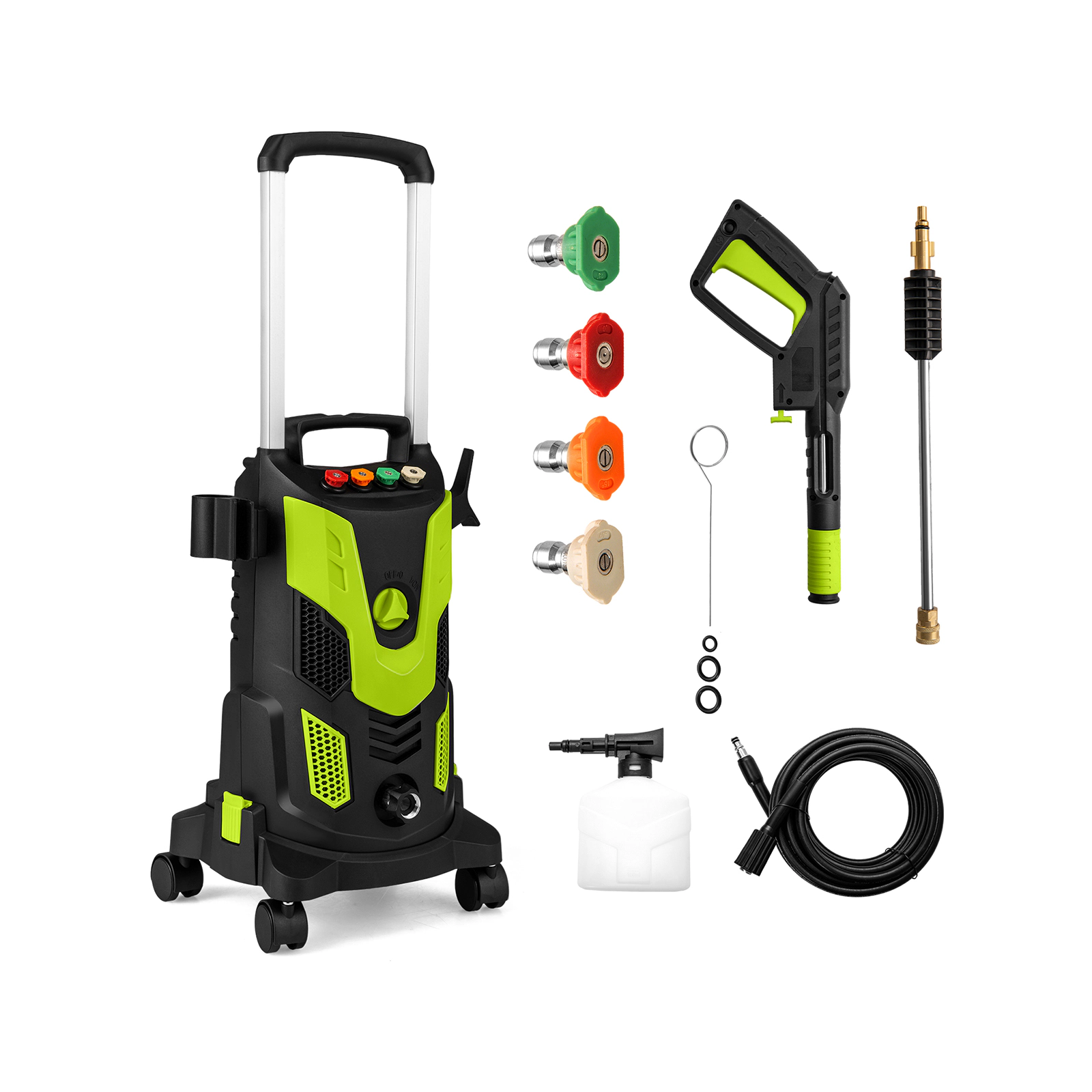 SUGIFT 2300-PSI 1.8-GPM Green Electric Power Washer with Telescopic Handle and 4 Connect Nozzles