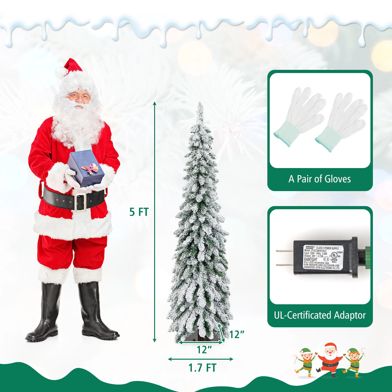 SlickBlue Slim Pencil Christmas Tree with Warm White & Multicolor LEDs