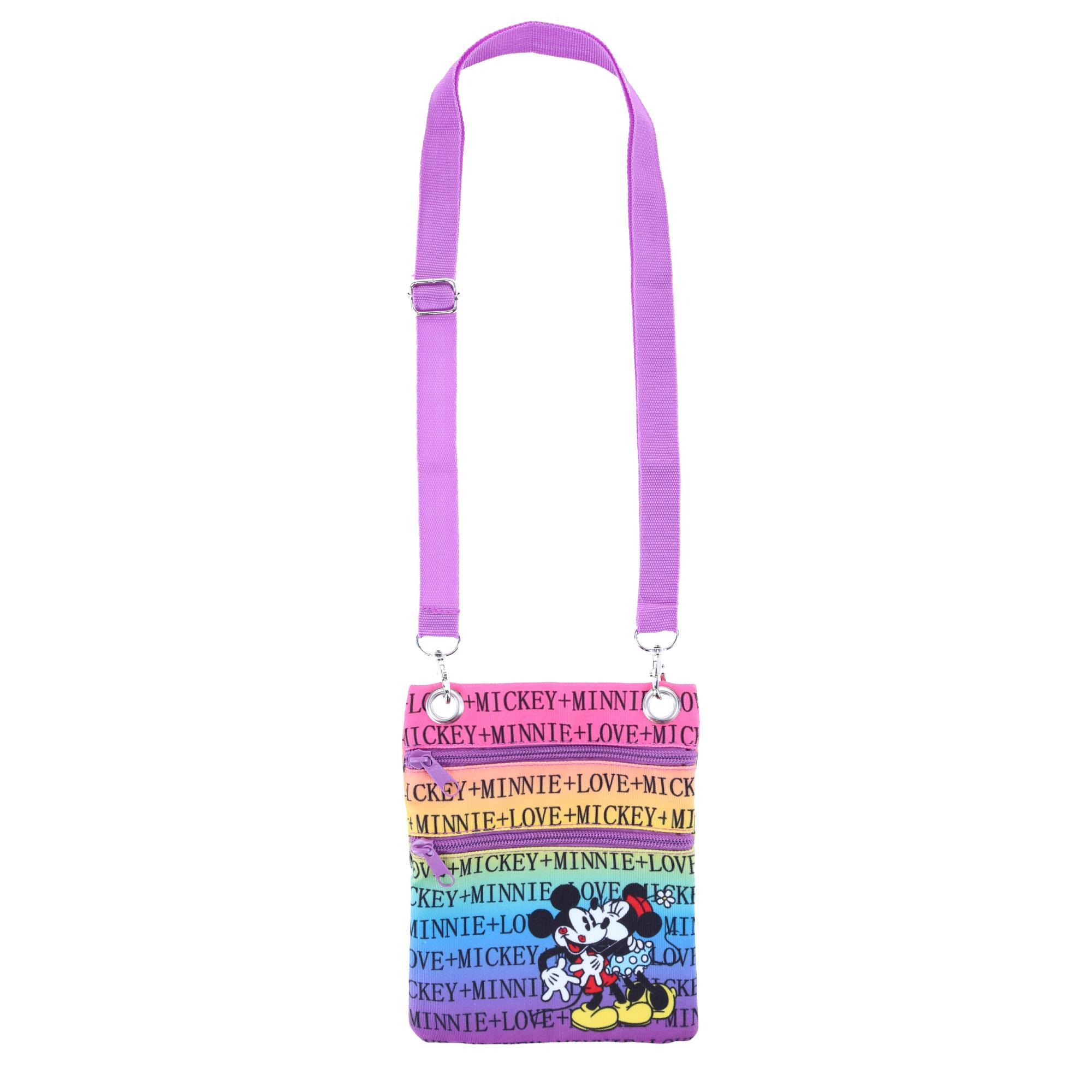 Jerry Leigh Disney Mickey and Minnie Mouse Rainbow Passport Crossbody Bag