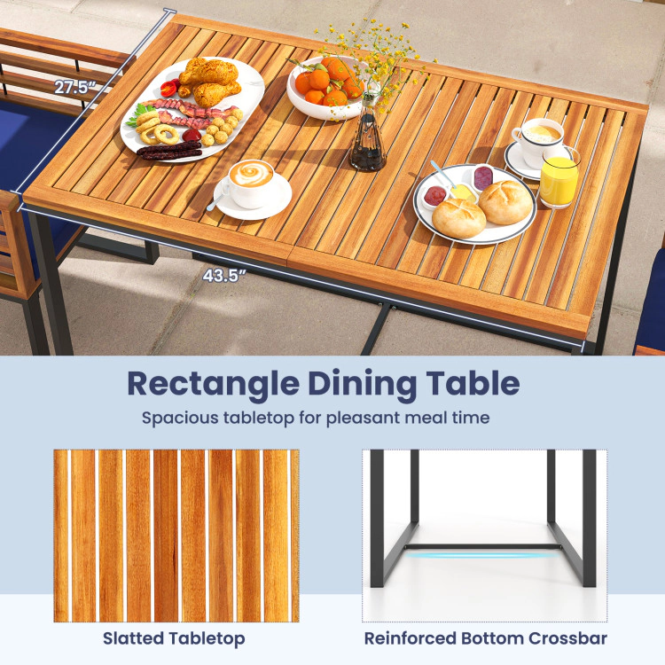 Hivvago Acacia Wood Patio Dining Table With Metal Frame